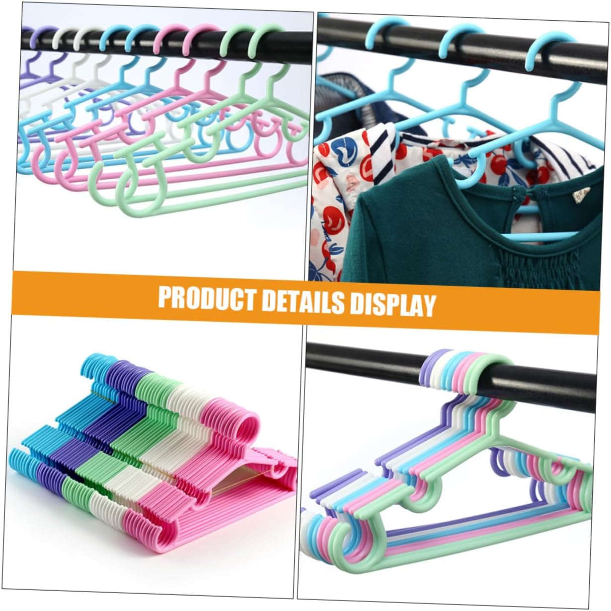 Amosfun 50pcs Boy Girl Hangers for Closet Non- Nursery Hangers Space-Saving for Boys and Girls Clothes Coats Hats Bags