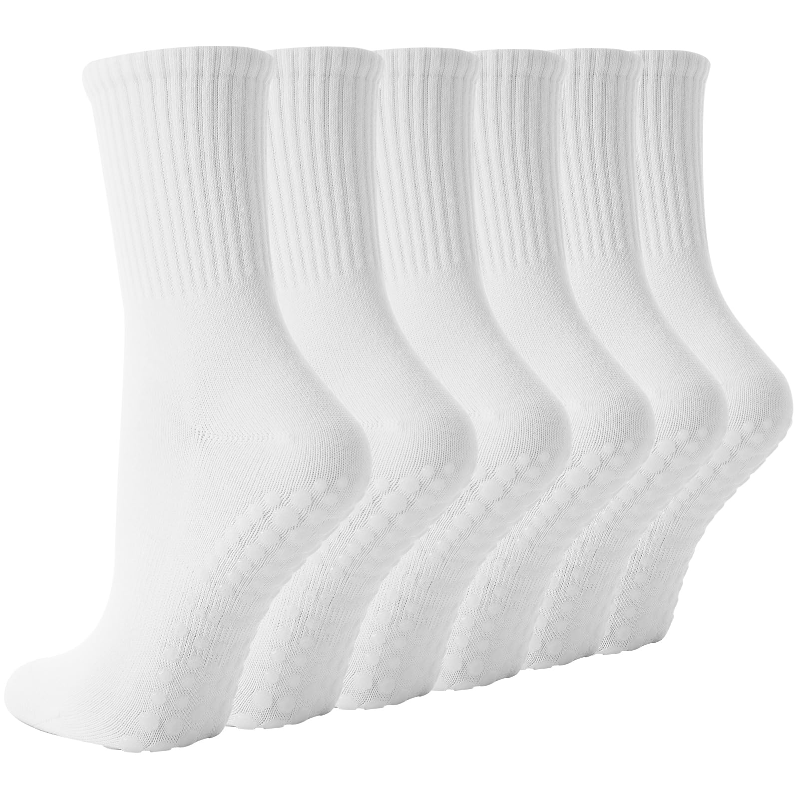 BISOUSOX Pilates Socken Damen 3 Paare Baumwolle Yoga Antirutsch Socken Pilates Größe 36-40 Rutschsocken Stoppersocken Damen für Yoga Fitness Geschenke für Frauen Mama Schwangere Krankenhaus