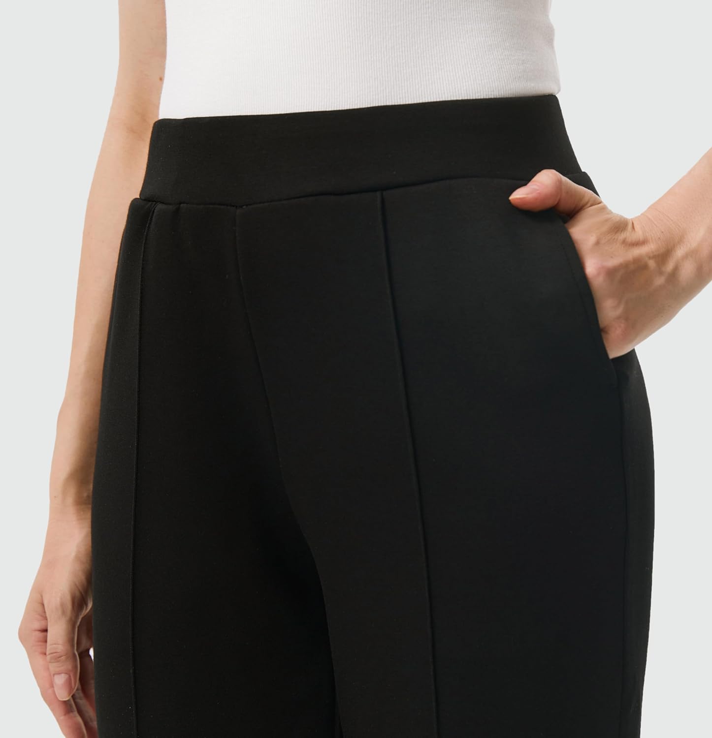 AFITNE Women’s High Waisted Dress Casual Pants Stretchy Pull On Work Business Slacks Comfy Office Trousers with Pockets - Image 6