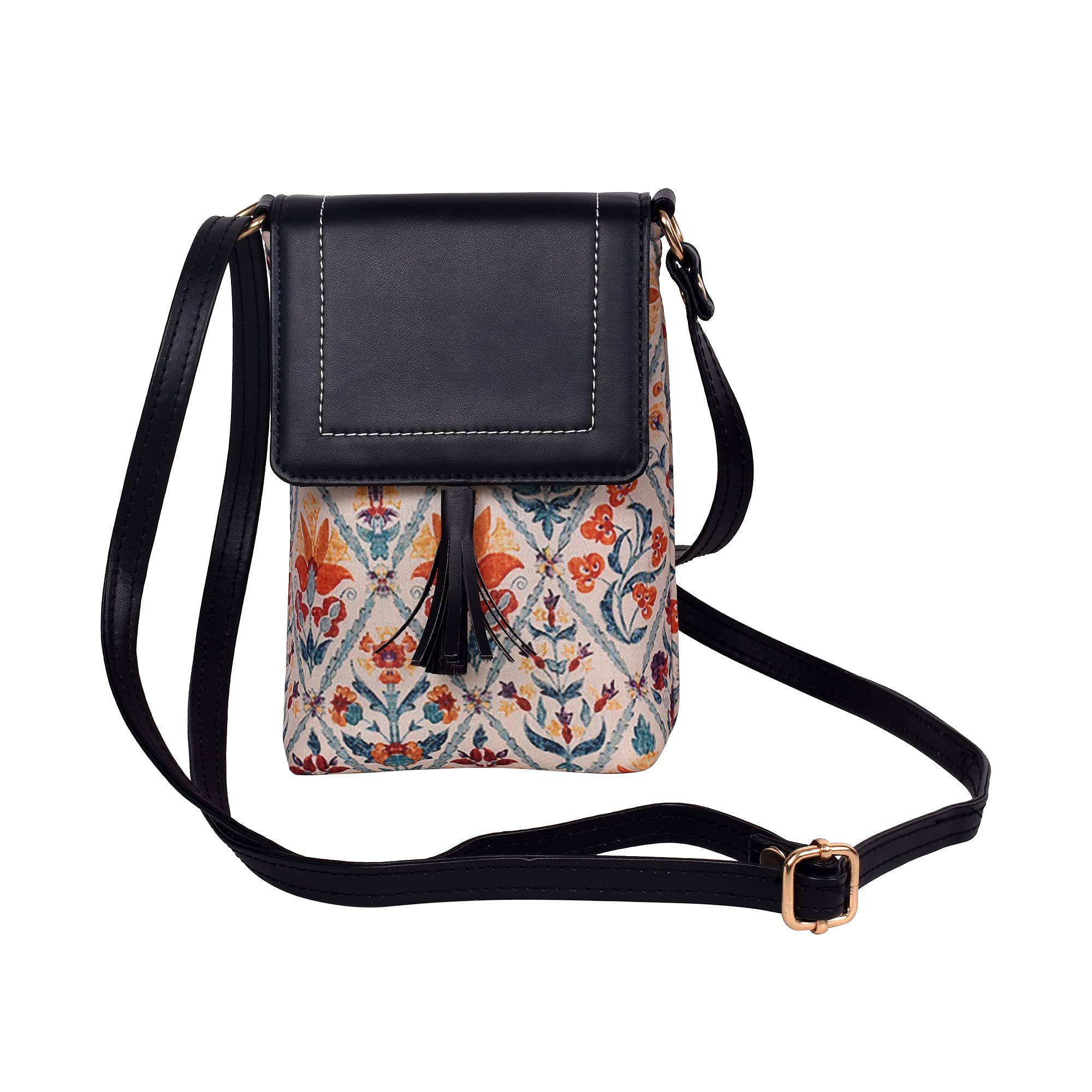 STYLE BITEWomen’s Crossbody Sling Bag Small Mobile Pouch Purse with Adjustable Strap & Tassel Lightweight Travel Shoulder Bag for Girls & Ladies Stylish Printed Mini Handbag for Everyday Use