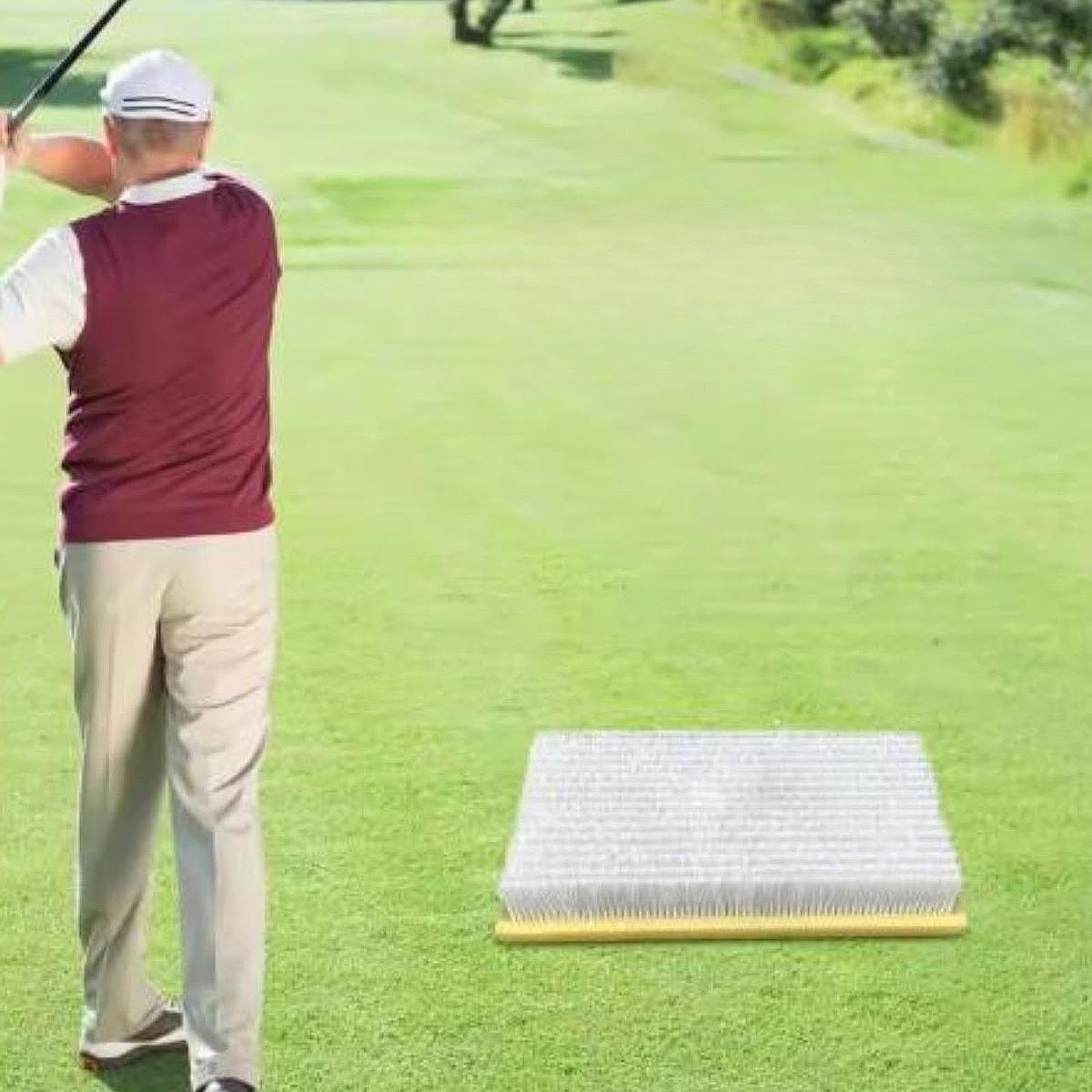 Alfombrilla para Búnker de Golf, Alfombrilla de Arena Simulada para Práctica de Chipping, Superficie de Fibra de Nailon, Base Antideslizante. Ideal Pa, Blanco