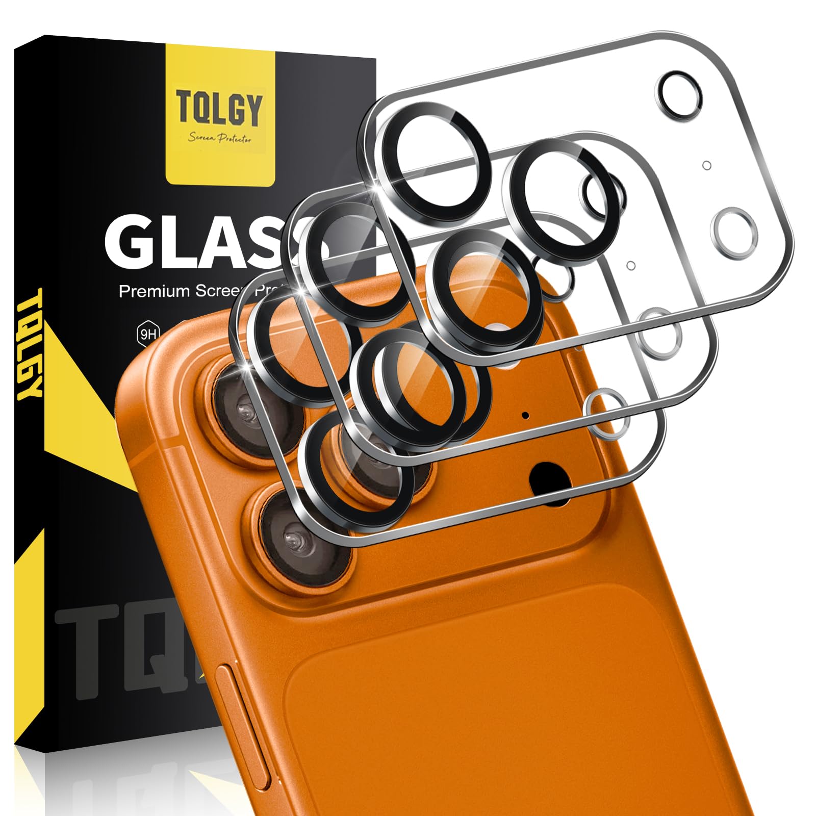 TQLGY 3 Pack Camera Lens Protector for iPhone 17 Pro Max 6.9", 9H Tempered Glass, HD Clear, Anti-Scratch, Strong Adhesion, Case Friendly, Easy Installation