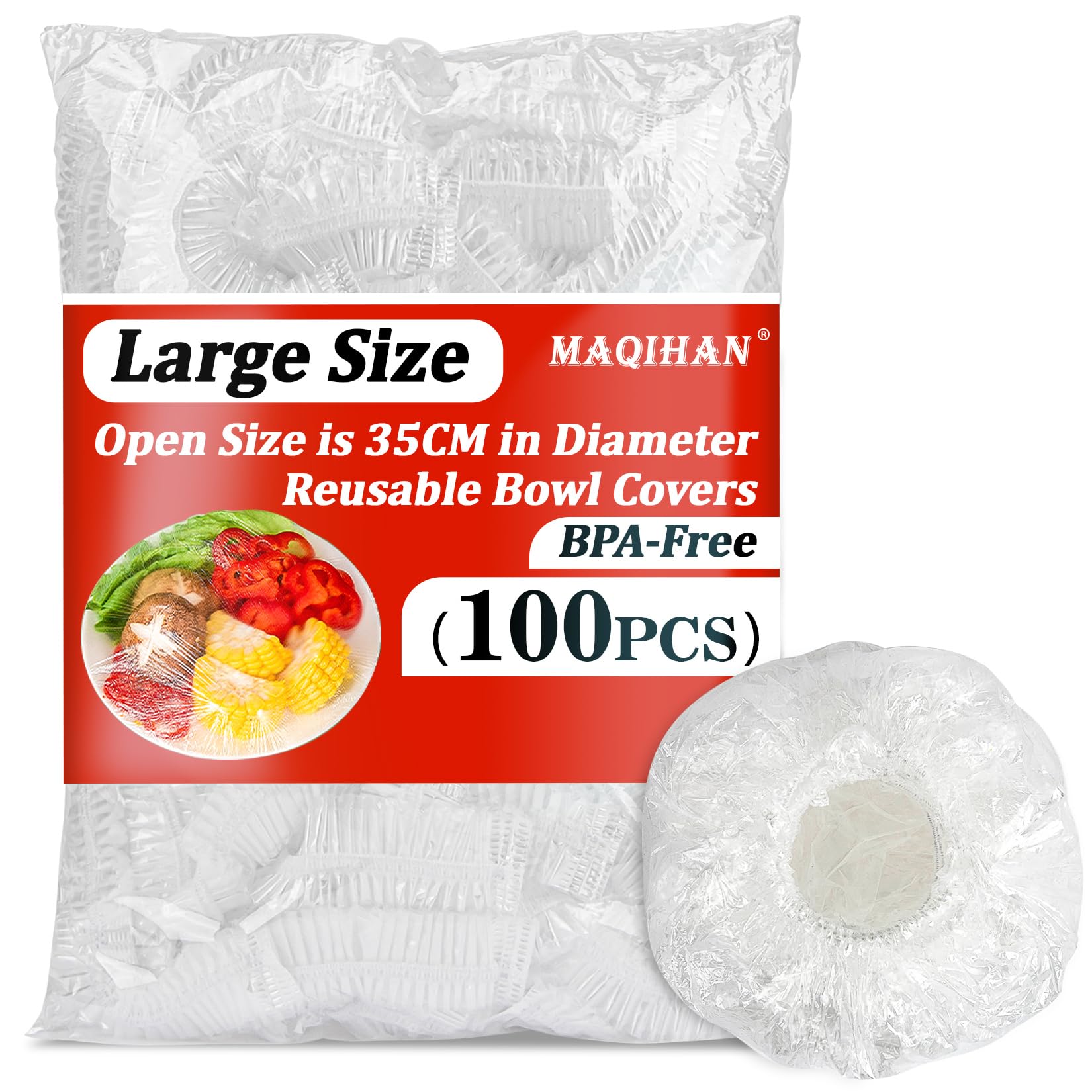 MAQIHAN 100 Food Covers Plastic Stretch - Large Reusable Fresh Keeping Bags/100pcs Plate Cover Food Fresher for Longer Bags Bowl Covers Plastic Wrap Storage Bag for Sourdough Bread Proofing Making