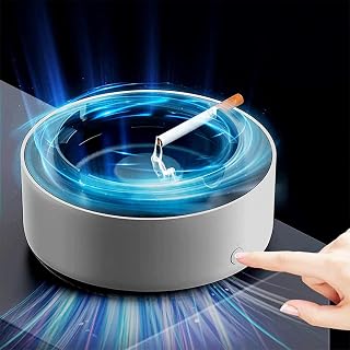 hopanrel 2-in-1 Smokeless Air Purifier Ashtray with Filter - Portable for Home, Car, Office (Grey)