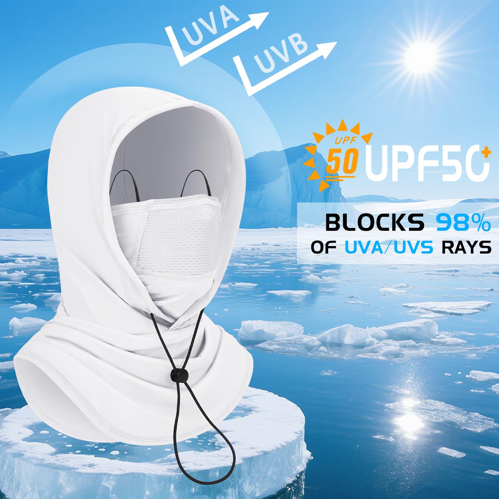 GXCROR Cooling Breathable Balaclava Face Mask Sun UV Protection Hood Shiesty Mask for Cycling Fishing Running White