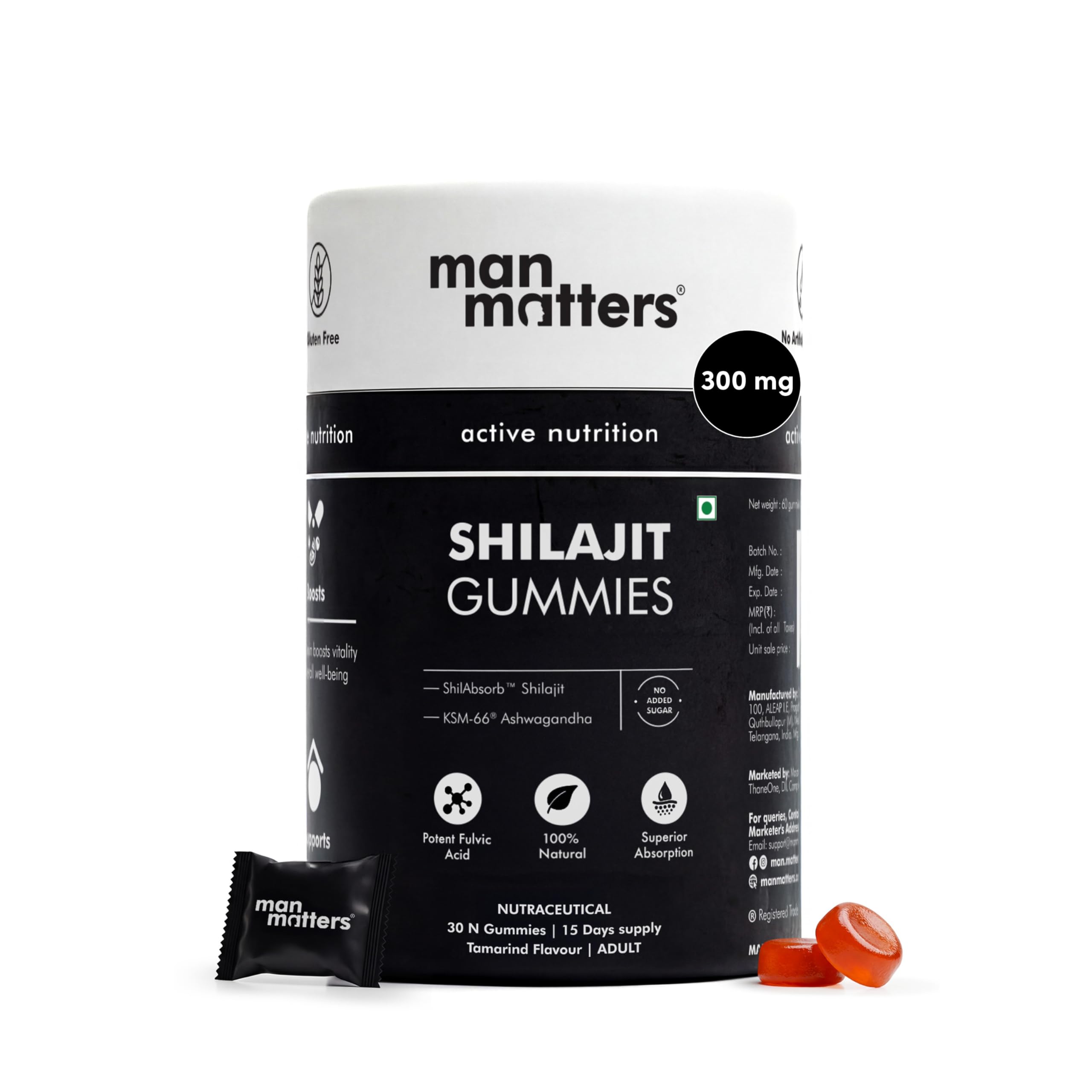 Man Matters Pure Himalayan Shilajit/Shilajeet Gummies with 75% Fulvic Acid & KSM 66 Ashwagandha | Boosts Stamina, Strength & Improves Energy Levels | No Added Sugar | Pack of 30-image-20