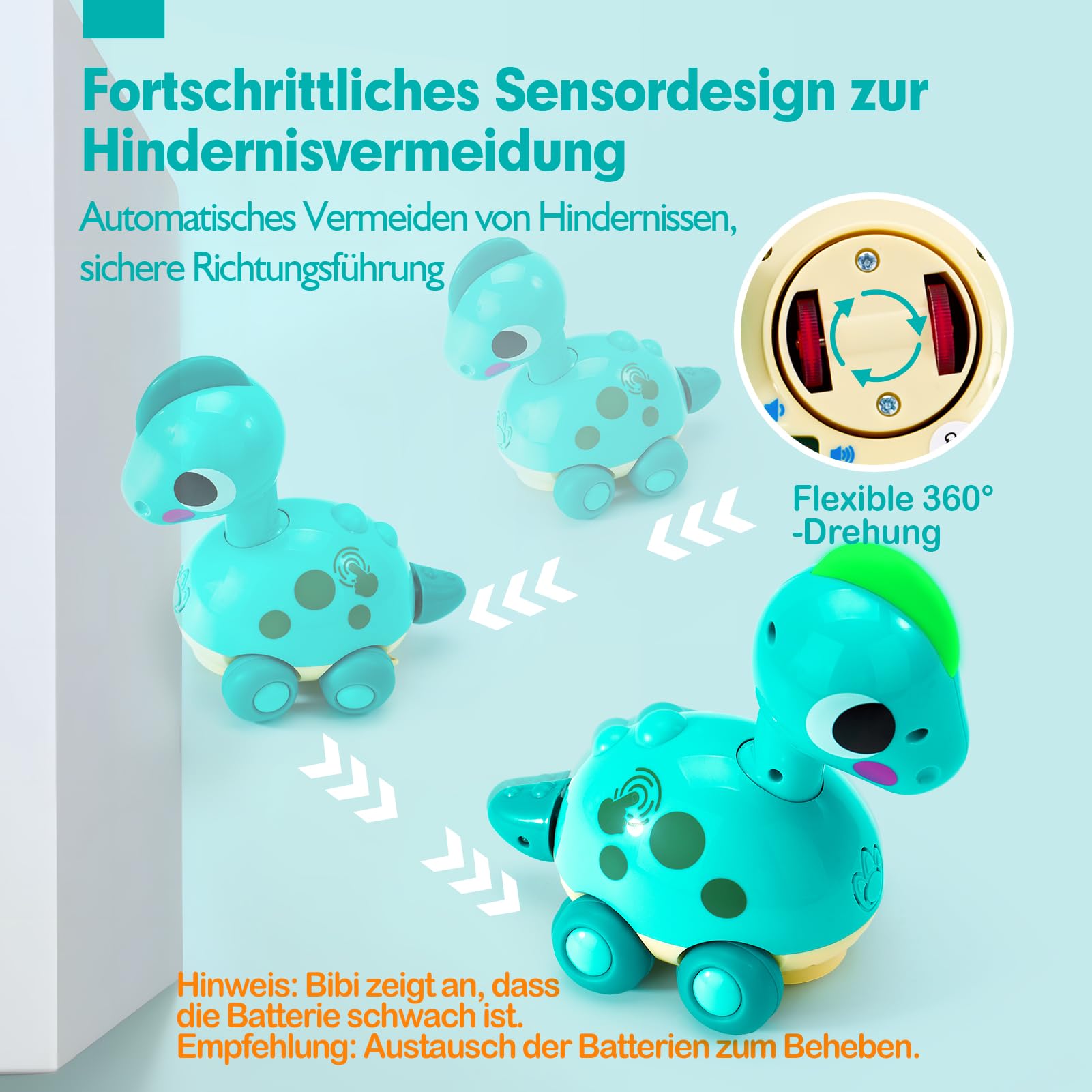 CubicFun Musik Dinosaurier Baby Spielzeug 6 Monate, Krabbelspielzeug mit Licht & Sound, Interaktives Krabbel Dino Spielzeug ab 6 Monate,Tummy Time Toys, Baby Geschenk für 6-12 Monate Junge Mädchen