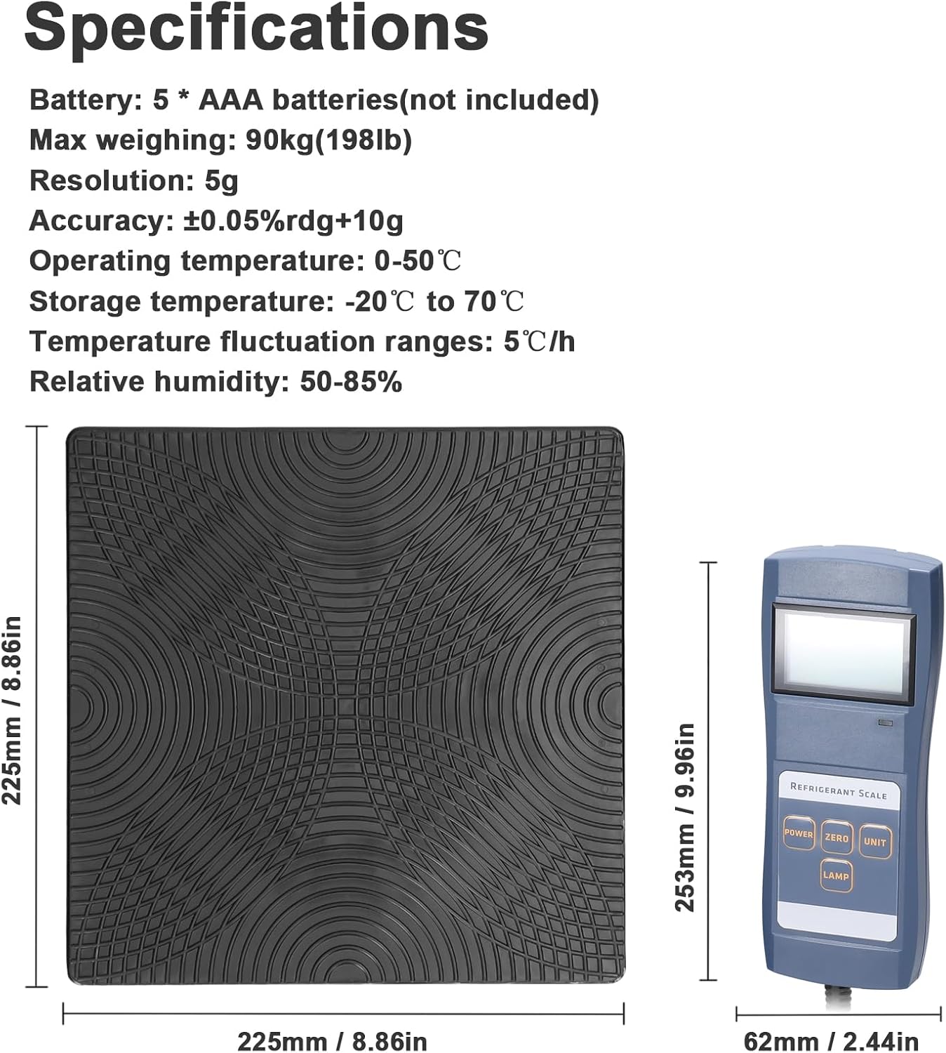 Digital Refrigeration Scale 90kg High Capacity Electronic Weighing Scale for Refrigerants Refilling Central Air-Conditioning and Refrigeration Equipment Fluoridation Tools