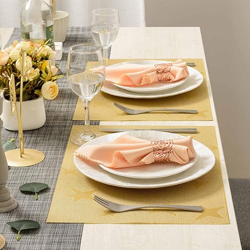 Miniatura 6 de AHHFSMEI Juego de 8 manteles individuales para mesa de comedor, manteles individuales de vinilo tejido de plástico, antideslizantes, aislamiento