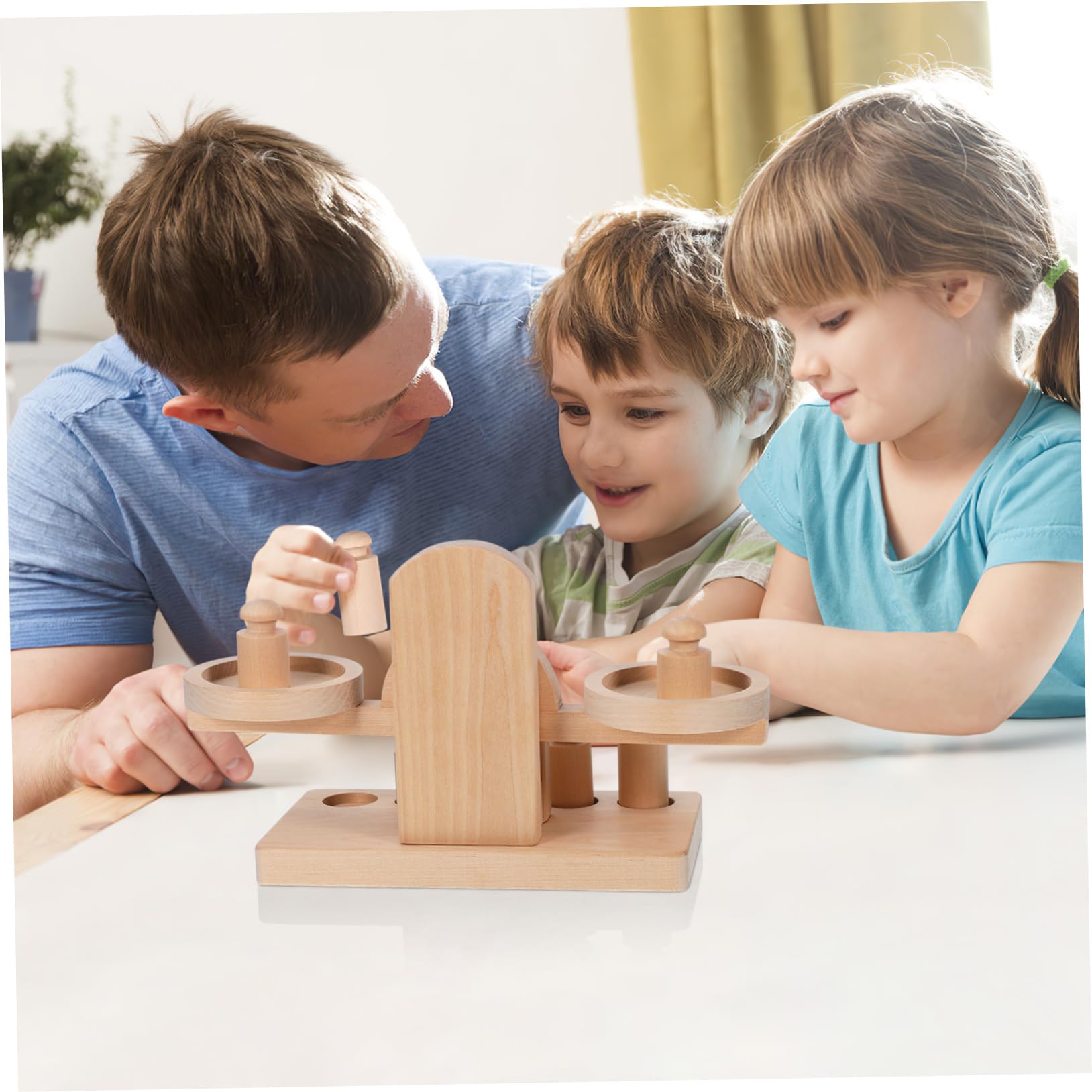 Beaupretty Giocattolo Bilancia in Legno Pesi Colorati, Gioco Educativo per Attività Creative e Giochi di Ruolo, Adatto a Ragazzo Ragazza in Età Prescolare
