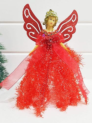 Miniatura 6 de Muñeca con colgante de árbol de Navidad, mini ángel para árbol de Navidad, adornos colgantes para árbol de Navidad, manualidades con ala plateada