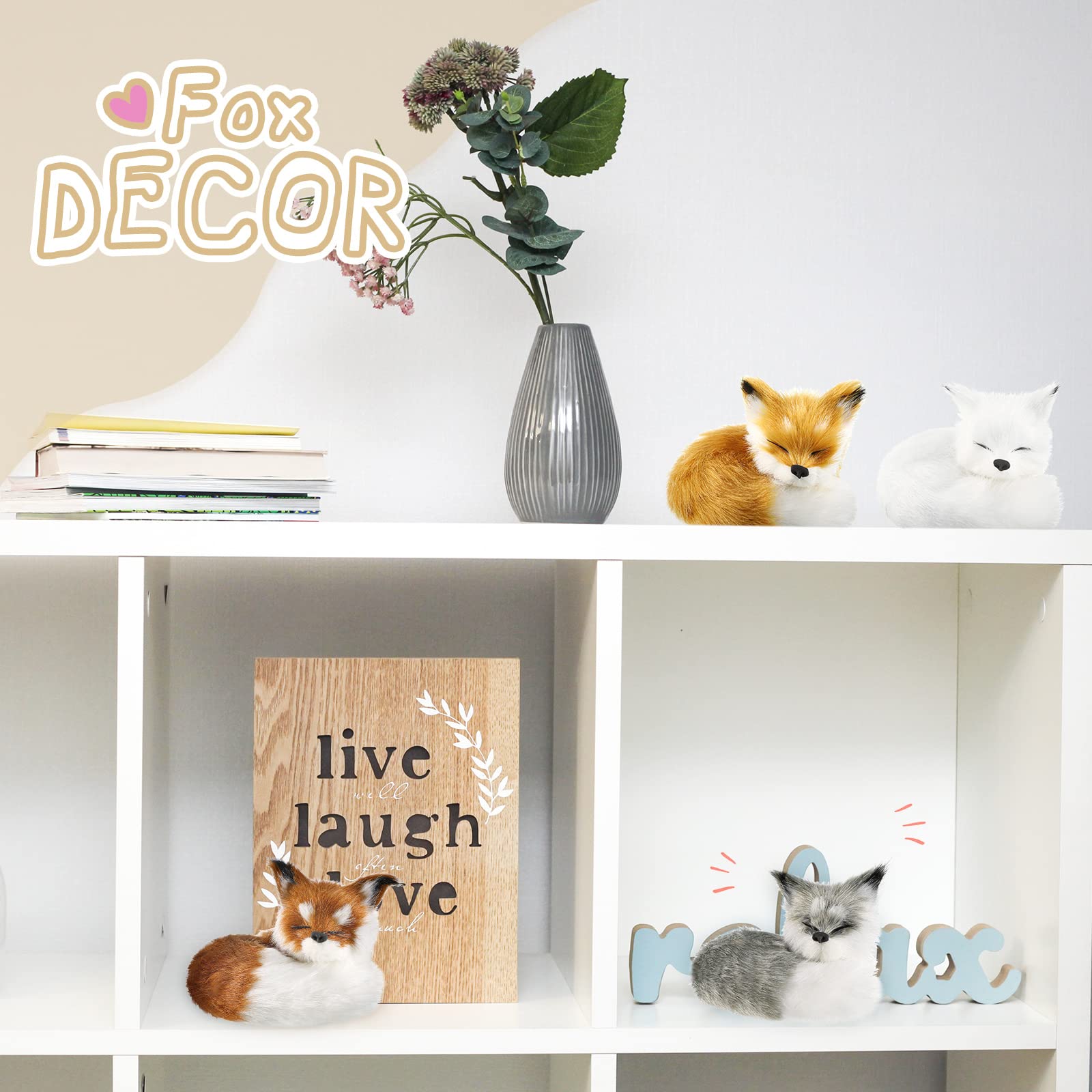 4 Pcs Stuffed Fox Plush Ornament Simulation Furry Fox Decorations Animals Plush Mini Squint Sleeping Plush Static Figures Model for Home Birthday Graduation Favors - Image 5