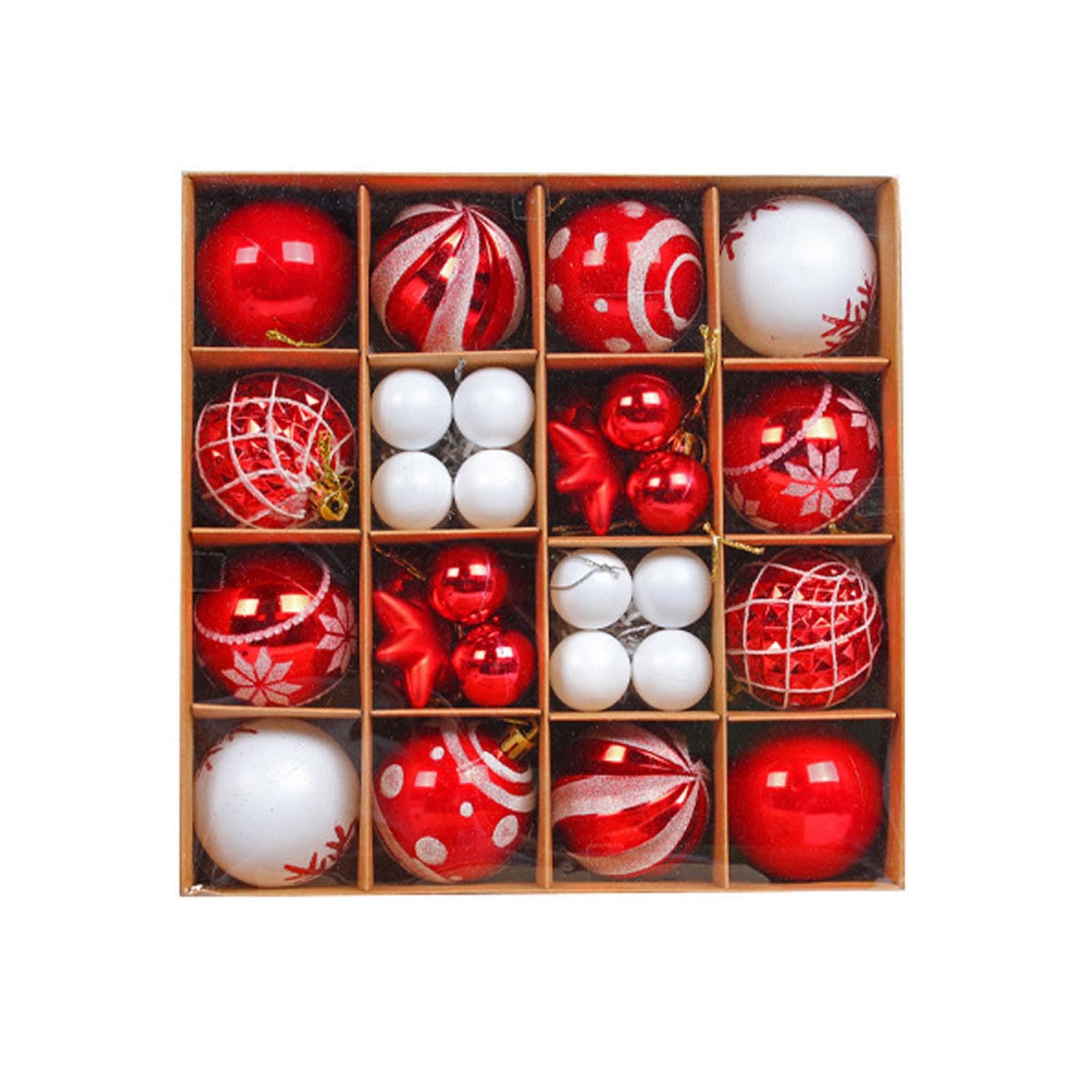 Buxuaaaa 42PCS Christmas Balls Ornaments, Painted Shatterproof Festive Wedding Hanging Ornaments Christmas Tree Decoration Bauble Ball