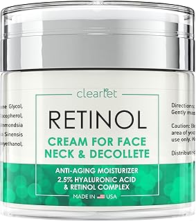 Retinol Cream for Face - Anti-Aging Face Moisturizer - Retinol Cream with Hyaluronic Acid - Moisturizer for Dry Skin - Collagen Face Cream for Fine Lines - Day and Night Retinol Moisturizer for Face