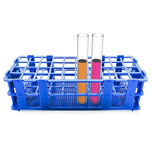 Miniatura 5 de Paquete de 3 estantes de plástico para tubos de ensayo, 40 agujeros, soporte para tubos de ensayo de laboratorio de 0.78 pulgadas, azul, desmontable