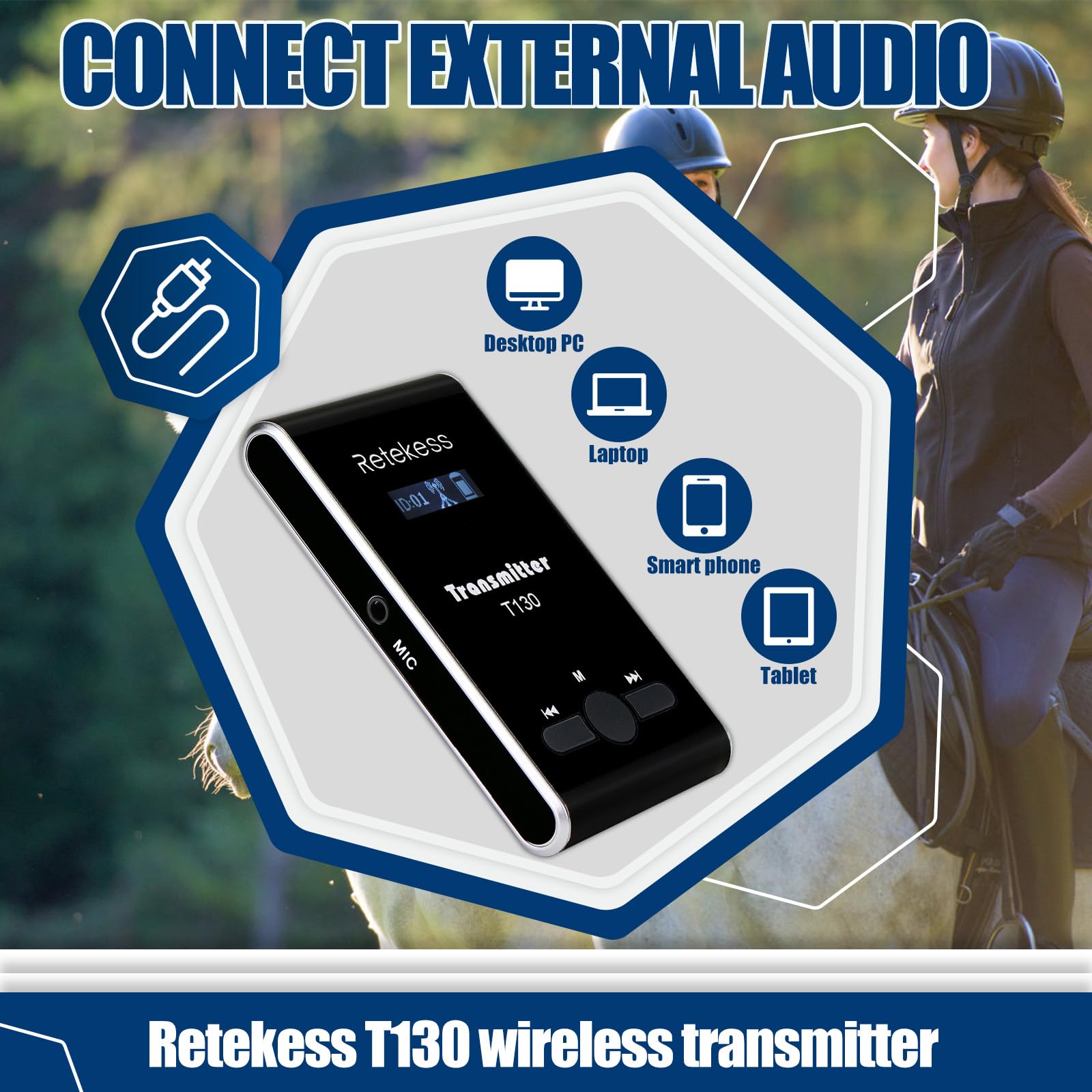 Retekess T130-T131 Sistema di Guide Turistiche, Set di Guide Turistiche con Cuffie, Wireless Tour Guide System, PLL Tecnologia, 60 M, Adatto per tour a piedi della città