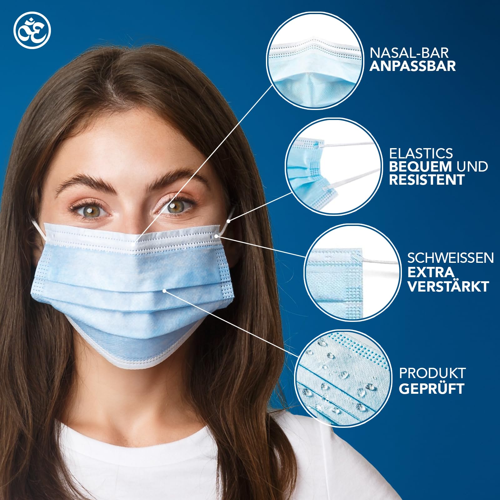 S&S-Medical 50 Stück Medizinische OP Masken Typ IIR EN14683 zertifiziert – 3-lagige chirurgische Einwegmasken, CE-zugelassenes Medizinprodukt, BFE ≥ 98%, atmungsaktive Mundschutzmasken