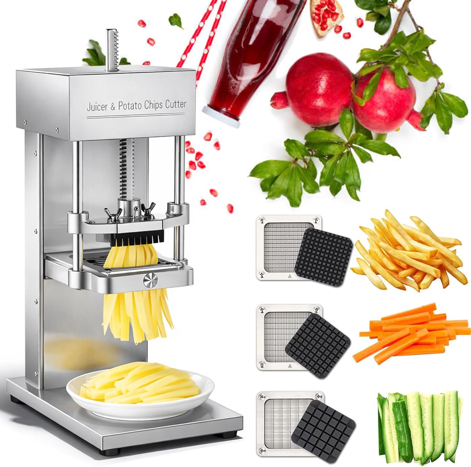 Professional Dual-Function Electric Cutter and Juicer, Quickly Prepares Vegetable Strips and Fresh Juice with Consistent, Restaurant-Quality Results