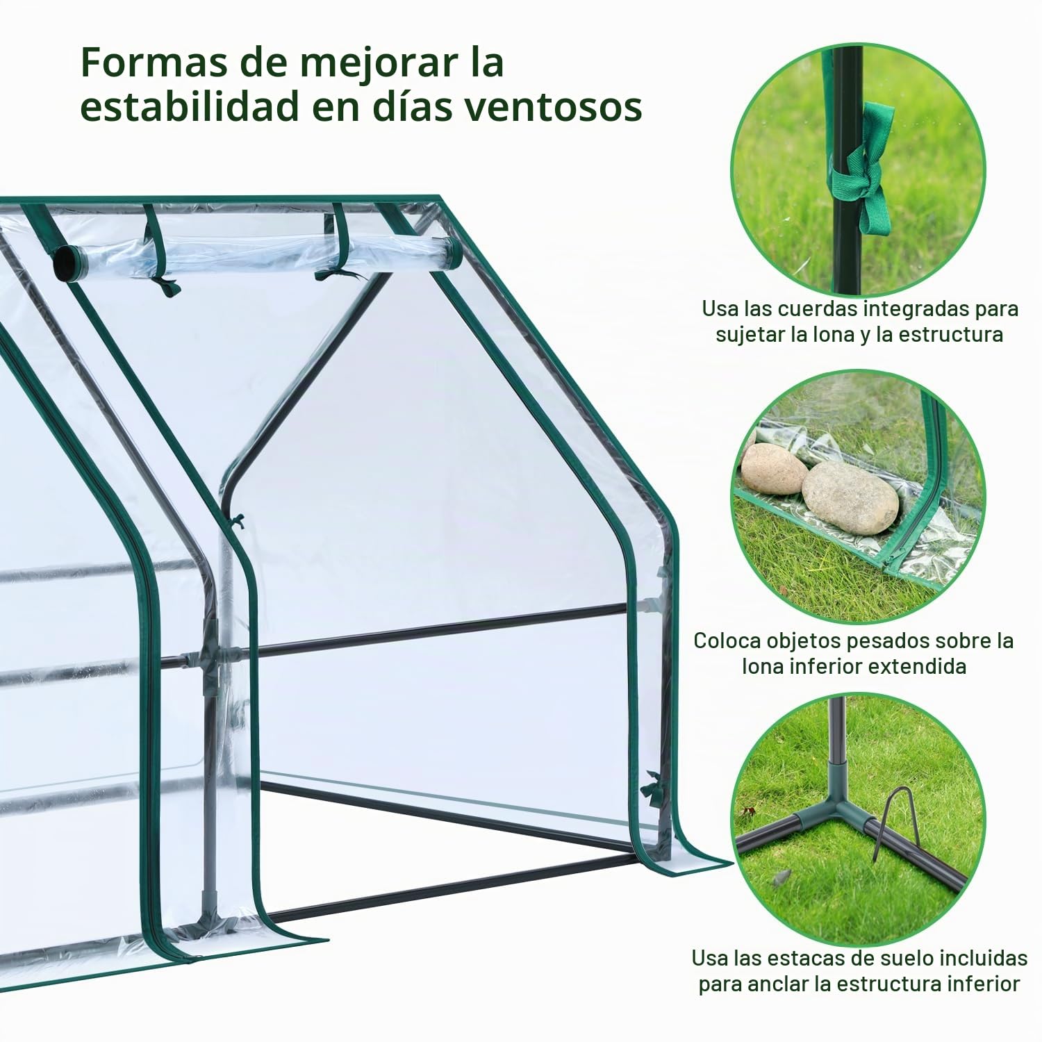 Ohuhu Mini invernadero portátil para exteriores, invernaderos de 180 x 91 x 91 cm con puertas dobles grandes con cremallera y estacas para el suelo, impermeable y con protección UV, invernadero de