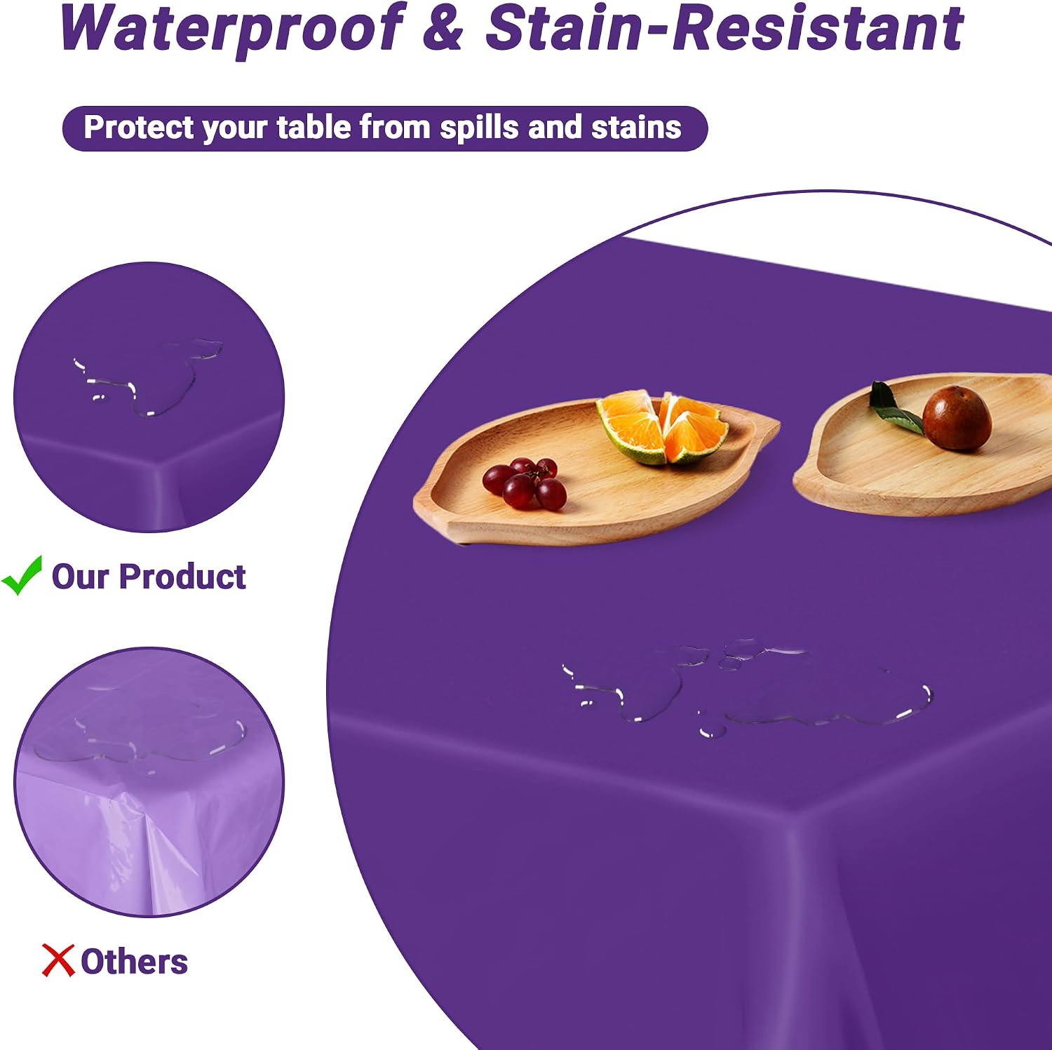 QZYL 12 PCS Purple Plastic Tablecloths, 54 in x 108 in Dinner Table Cloths, Rectangle Table Cover for Birthday Party Family Gathering Wedding image 3
