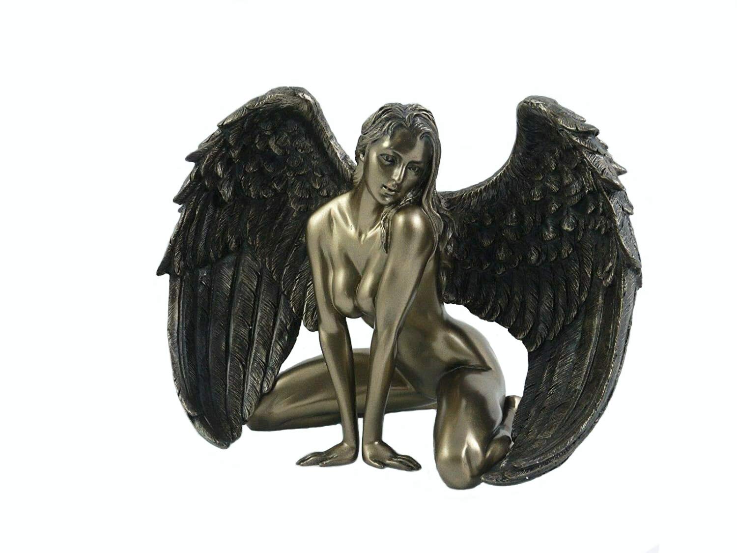 Beautifulgreekstatues Women's Bronze Nude Angel Sexy Lady Statue Erotic Woman Figurine Sculpture