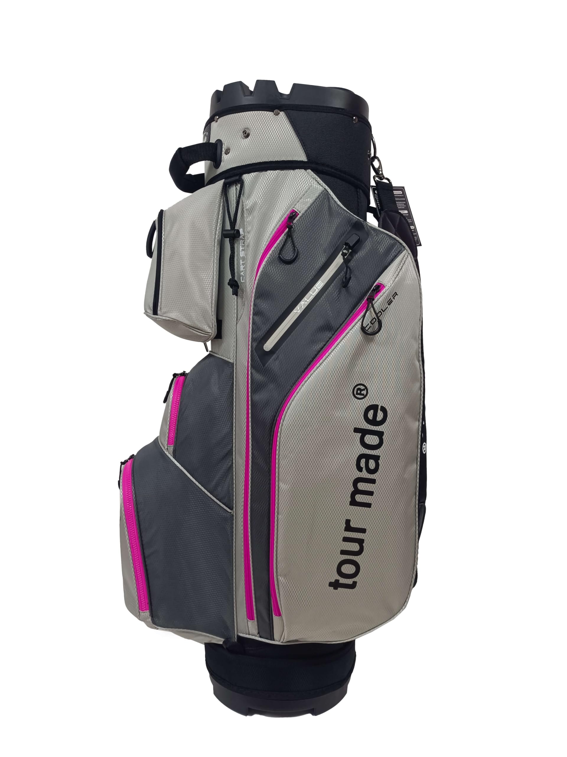 Tour Made Golfbag mit Organizer I Herren & Damen I kein Schlägerklappern I großes Kühlfach I durchgängige Schlägerbahnen bis zum Boden