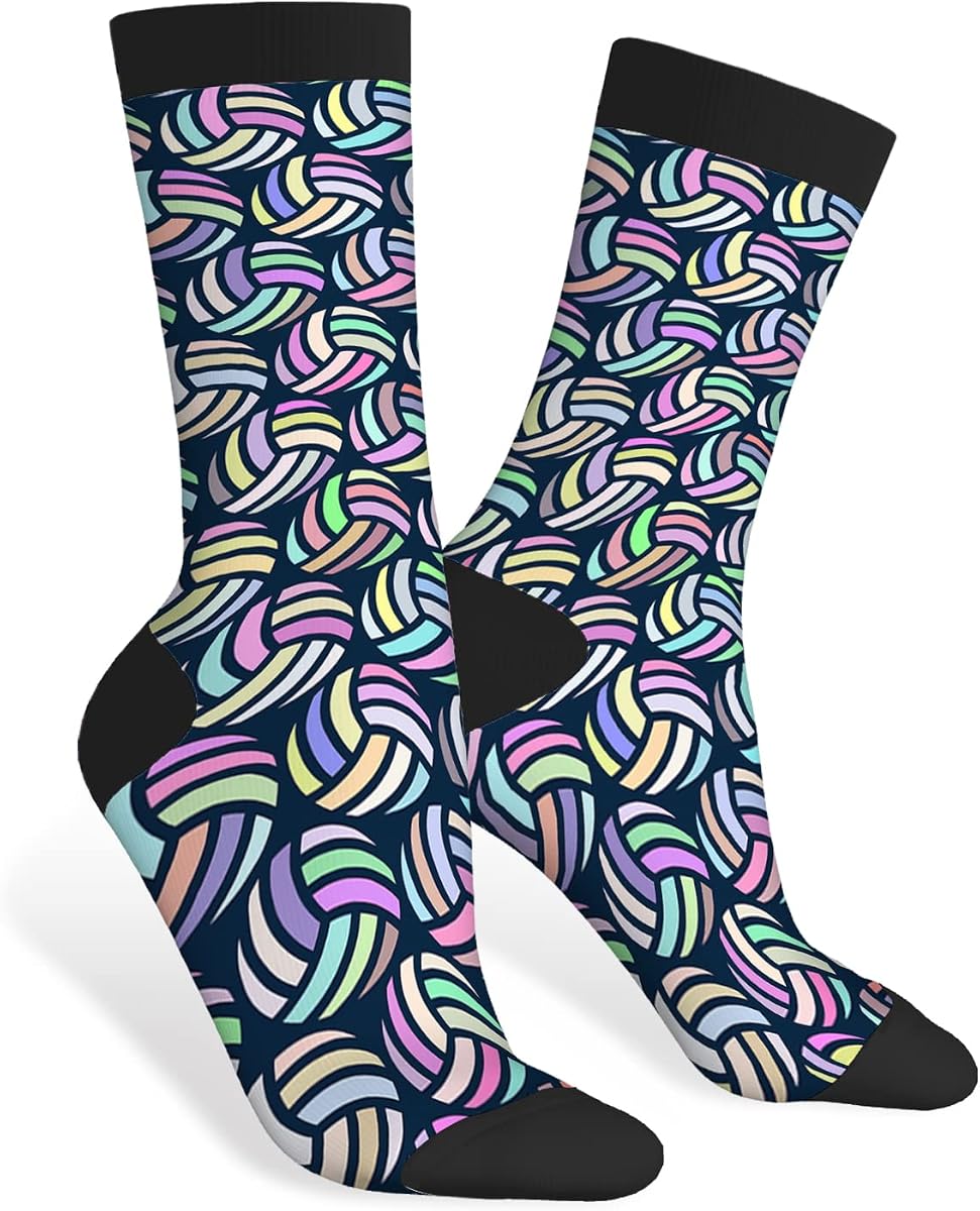 Calcetines divertidos de voleibol bolas de waterpolo iridiscentes novedad calcetines casuales diseño de color de contraste para mujeres hombres regalo
