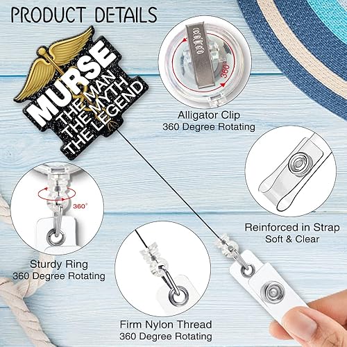 Miniatura 3 de Murse - Carrete con forma divertida con clip de tiburón de metal, etiqueta de identificación de trabajo de laboratorio de hospital, regalo de