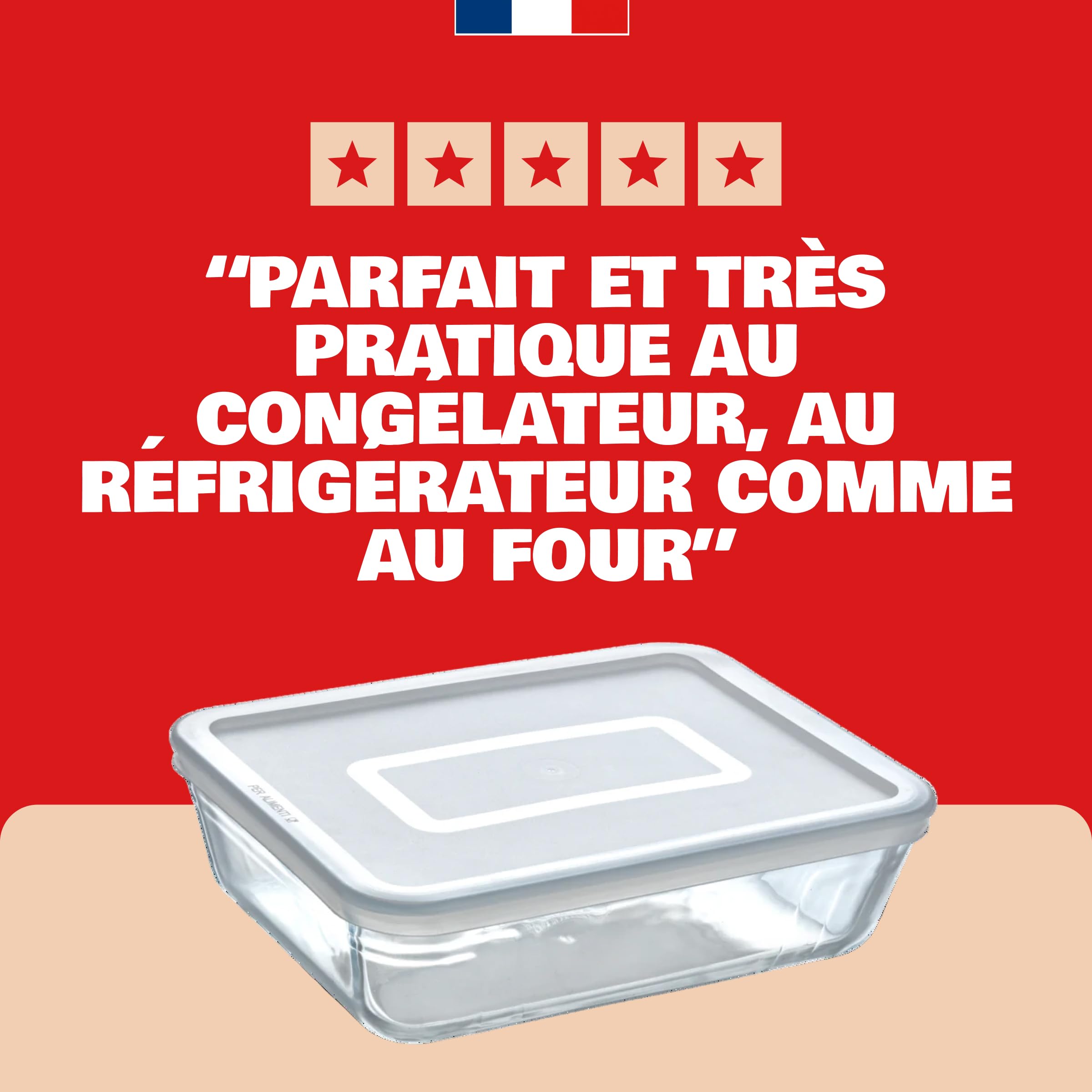 Pyrex Boîte de Conservation Rectangulaire 19x14 cm Verre borosilicate Plat à Four