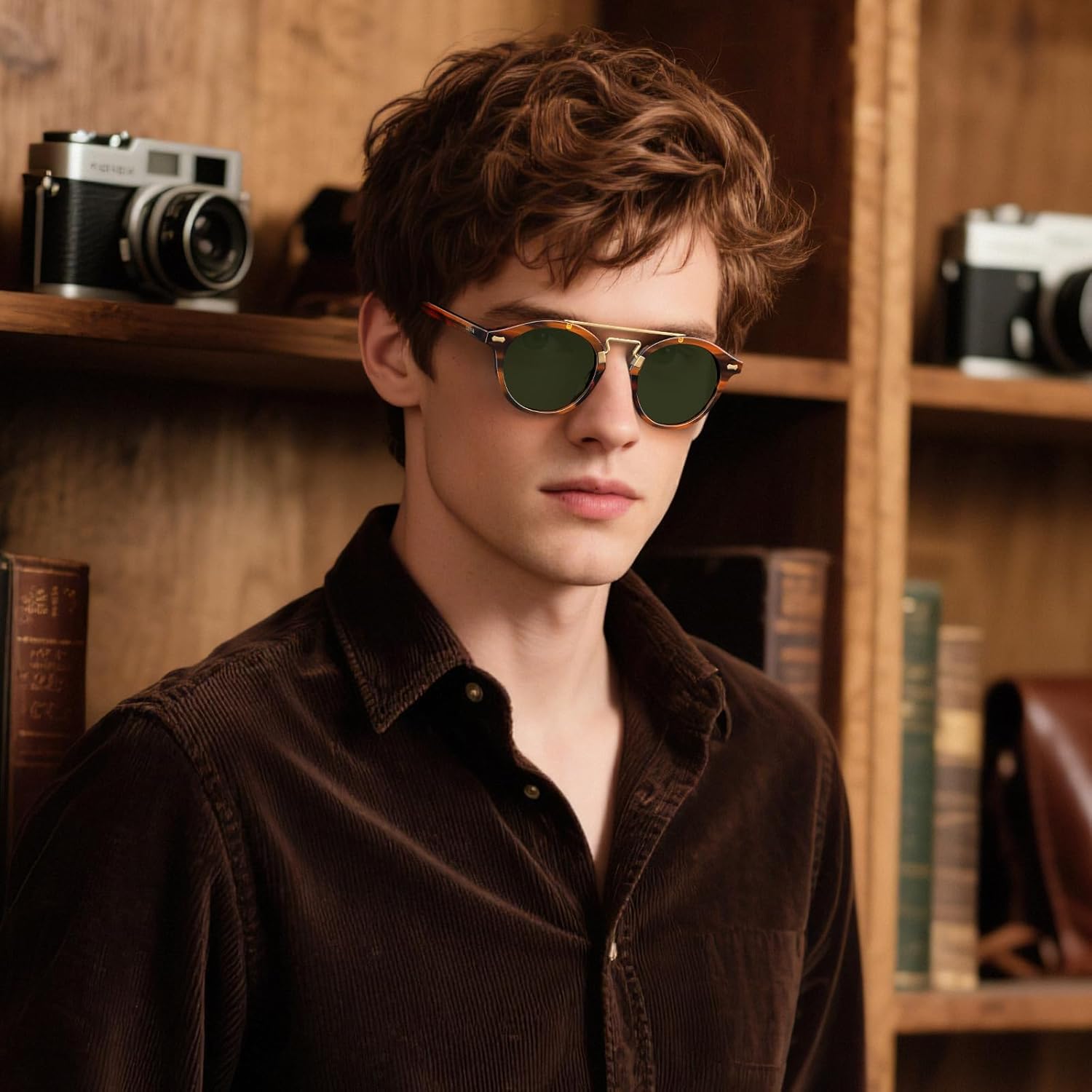 CARFIA Retro Acetate Small Face Polarized Sunglasses for Men Women Trendy Metal Double Bridge Round Sun Glasses CA3399L - Image 2