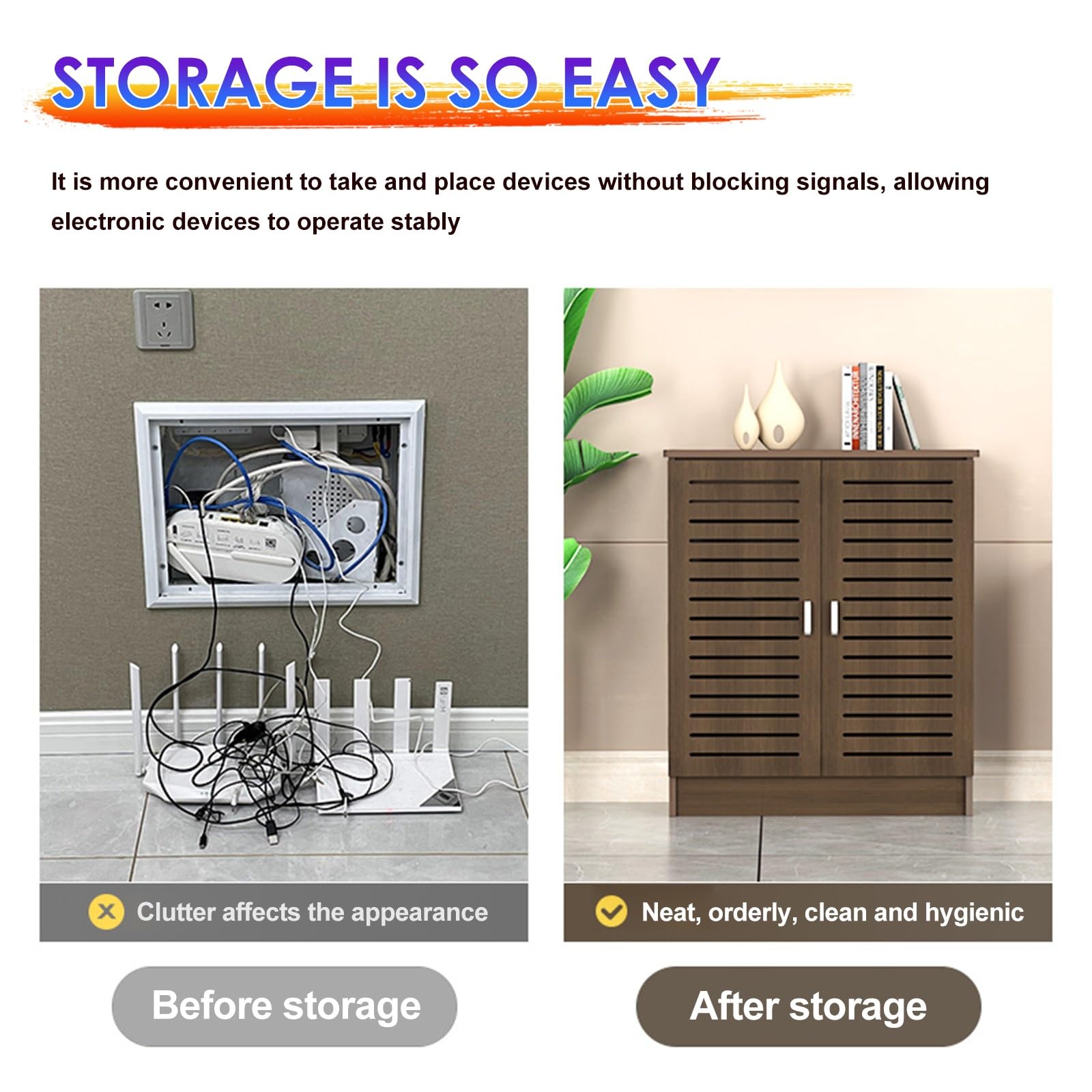 WLAN-Router-Aufbewahrungsbox Mit Schranktür, Wandhalterung Oder Freistehend, WiFi-Router-Rack, Modem-Organizer, Schwimmendes Regal, Steckdosenleiste-Hider, Heim- Und Büro-Medienaufbewahrung