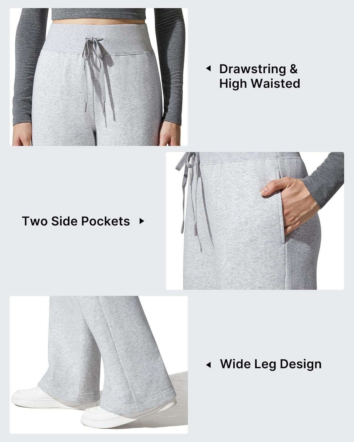 G4Free Flurrylux Women's Fleece Lined Wide Leg Sweatpants Drawstring Cotton Warm Lounge Pants - Image 4
