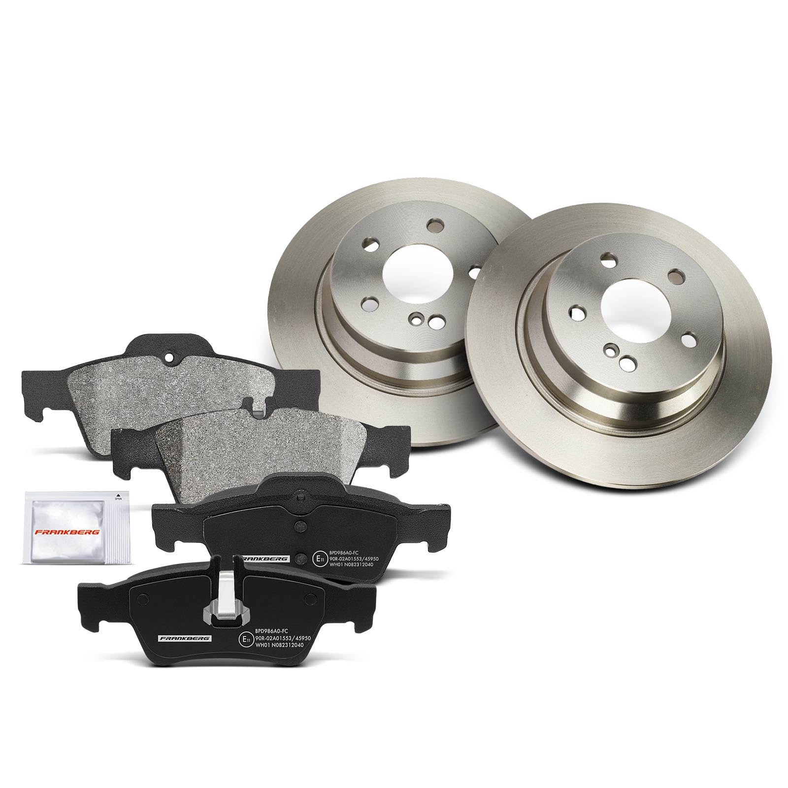 Frankberg Bremsensatz inkl. 2x Bremsscheiben + 4x Bremsbeläge Hinten Kompatibel mit E-Klasse W211 E-Klasse T-Model S211 Replace# A4420442067,A2114230712