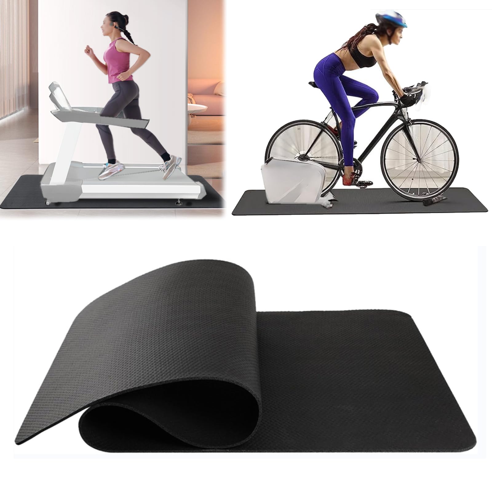 Tappetini Attrezzi Fitness Casa, Tappetino Insonorizzante Per Tapis Roulant, Tappetino Antivibrazione, Tappeto Antiscivolo Per Tapis Roulant, Fonoassorbente, Cyclette,Vogatori ,Nero,190*85cm