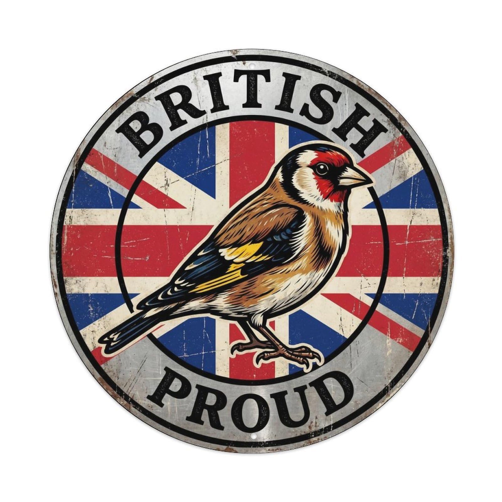 British Proud Goldfinch Bird Wildlife Heritage Emblem Metal Tin Sign