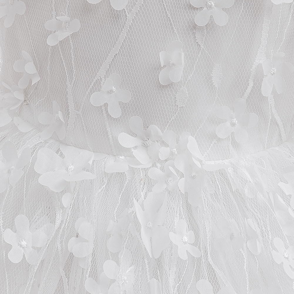 Baby Girl Bowknot Flower Dresses with Headwear Baptism Dress Infant Toddler Flower Girls Tulle Gown Wedding Birthday - Image 7