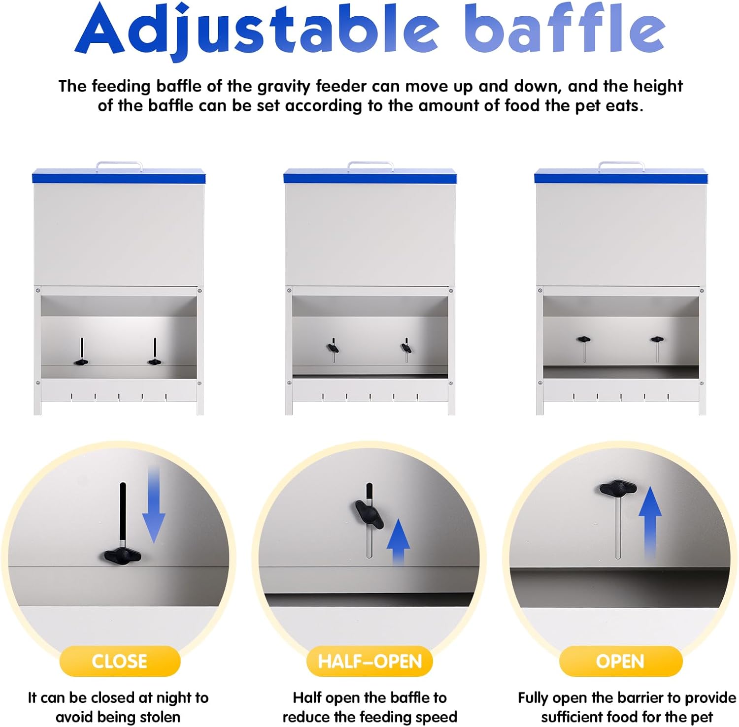 Automatic Dog Feeder Large Breed, Outdoor and Indoor Dog Food Dispenser, Large Capacity Automatic Gravity Feed Dispenser Suitable for Small, Medium, and Large Dog Breeds (Blue)