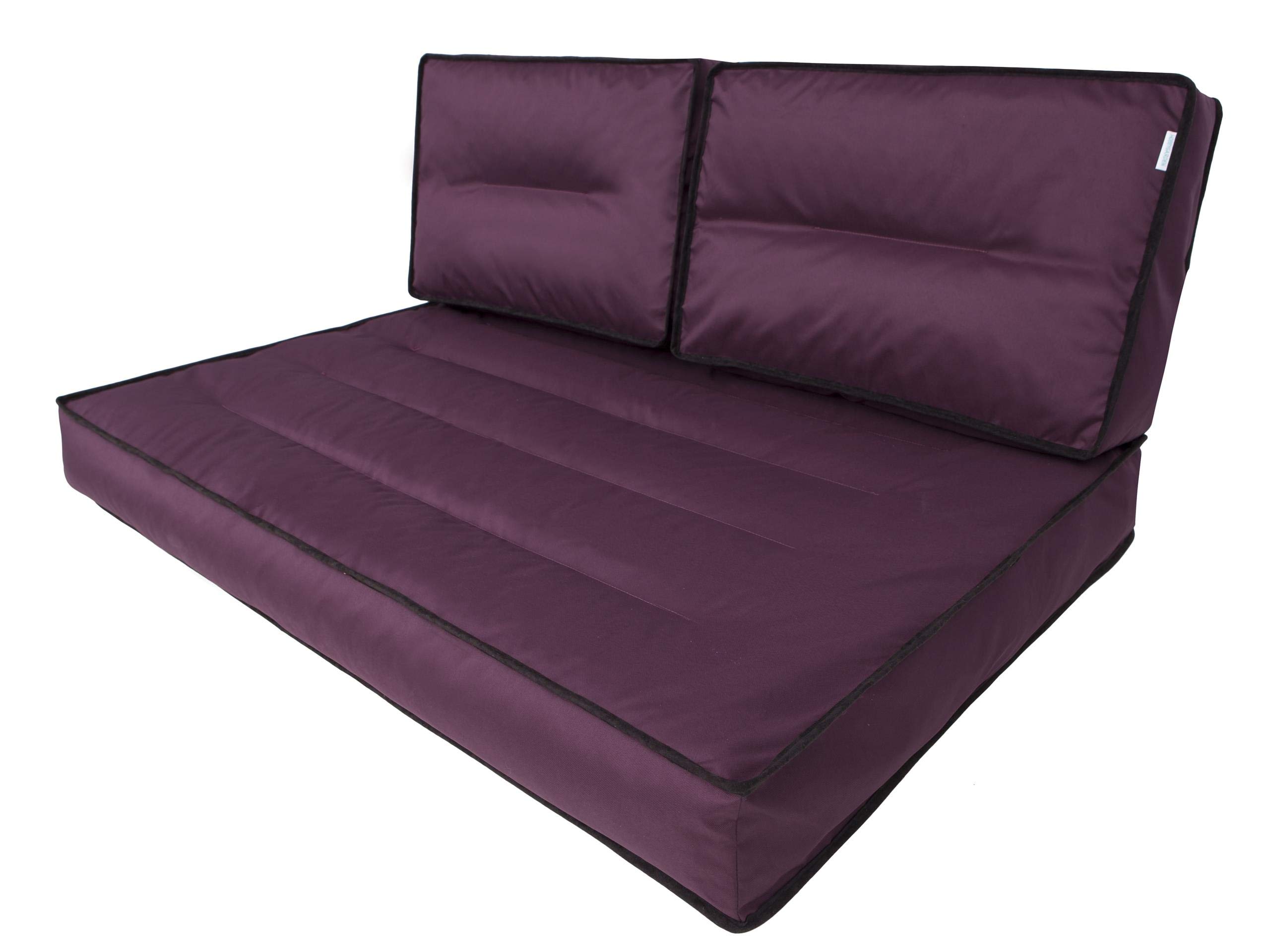 Set di Cuscini per Pallet, 1+2, da Giardino, per attività all'aperto, per Il Tempo Libero, Cuscino Decorativo, Cuscino da combinare, Cuscino da 60 x 40 cm + 120 x 82 cm, Bordeaux