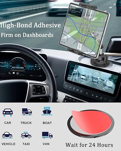 Miniatura 2 de Soporte para tablet de tablero y parabrisas de automóvil, brazo de metal flexible de 360 Soporte de tableta con ventosa ultra estable para camión,