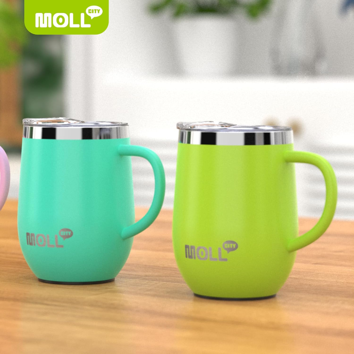 Tumbler with Lid and Straw-12 oz Stainless Steel Double Wall Vacuum Insulated Tumbler Cup with Handle (Sky Blue-Apple Green) - Image 8