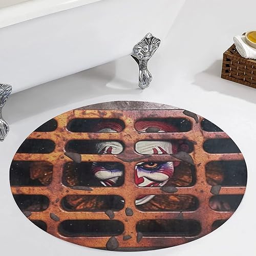 Miniatura 4 de Alfombra redonda de payaso de terror 3D para Halloween, alfombra circular para baño, dormitorio, cocina, alfombra antideslizante de 2 pies