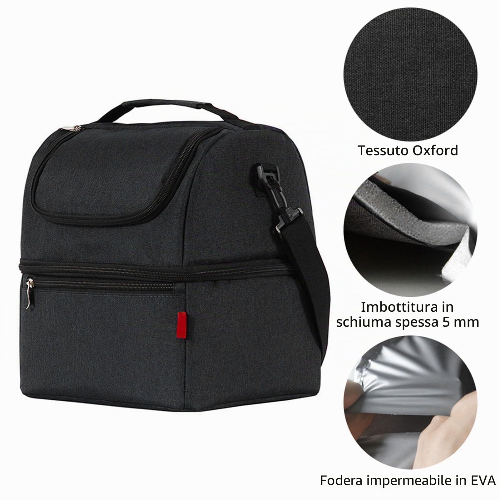 Wakects Borsa Termica Isolata a Doppio Strato, Impermeabile, con Tracolla, per Pranzo Campeggio BBQ Picnic, Uomo Donna