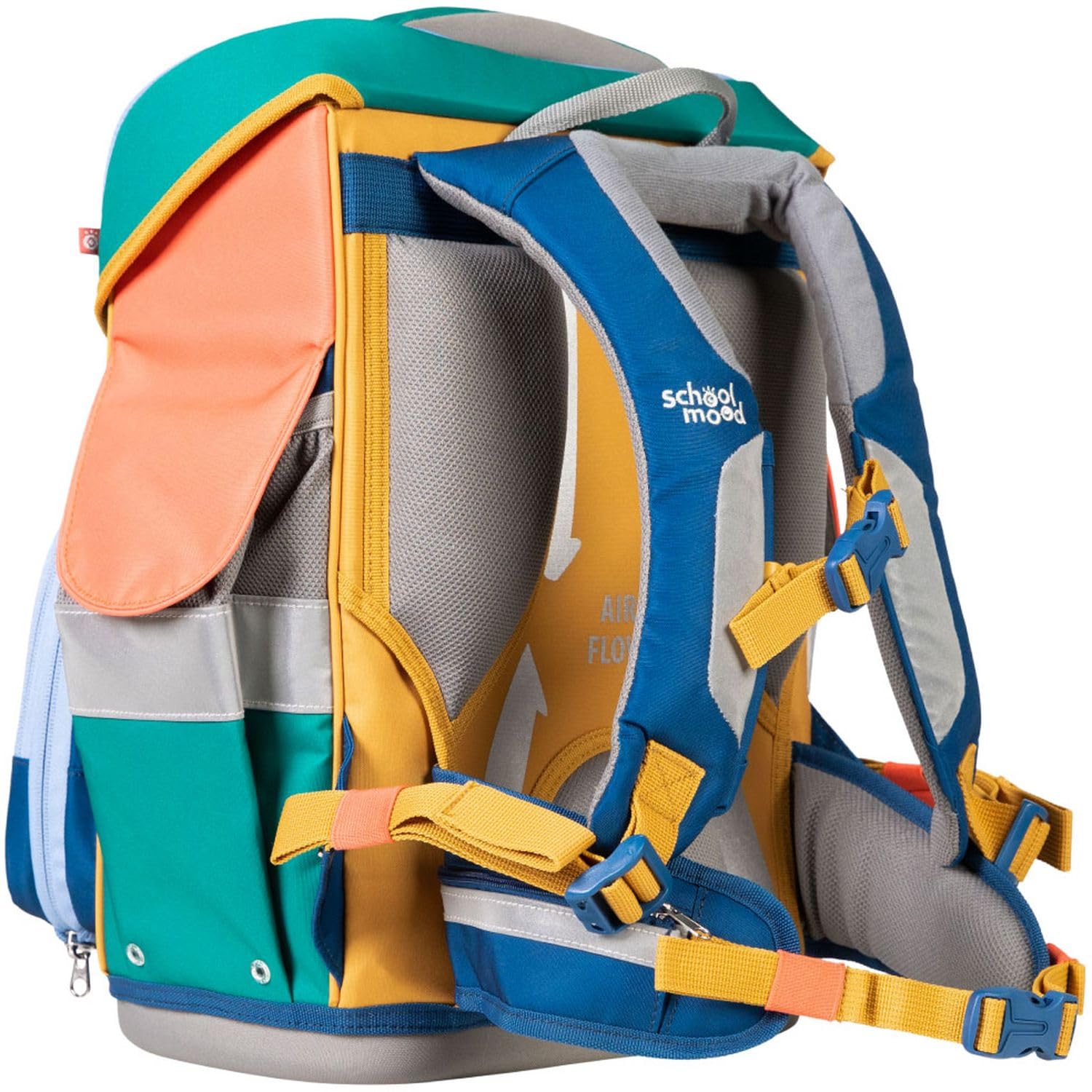 SCHOOL-MOOD Timeless Pro Schulranzenset 7-teilig 23,5L Stauraum, ergonomisches Easy Fit System für 1 m bis 1,50 m Körpergröße, standfest, wasserabweisender Stoff mit Reflektoren (Happy Sapphire)