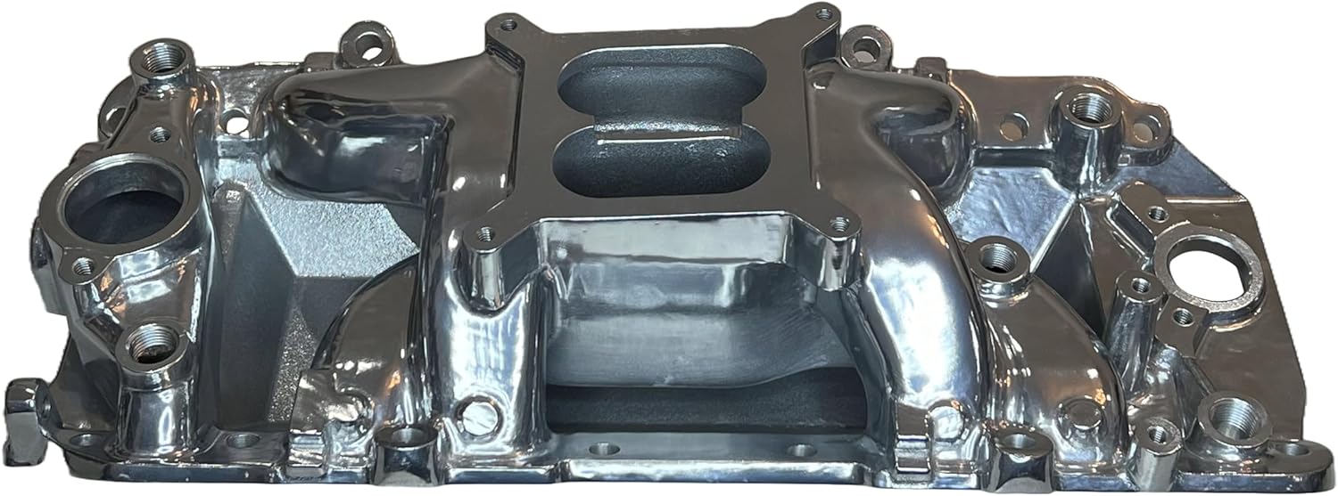 Polished Aluminum Big Block Chevy Intake Manifold Dual Plane Air Gap Large Oval Port 396 402 427 454 502 1500-6500 RPM for Street Strip Performance Builds Muscle Cars & Hot Rods 4150 Square Bore BBC