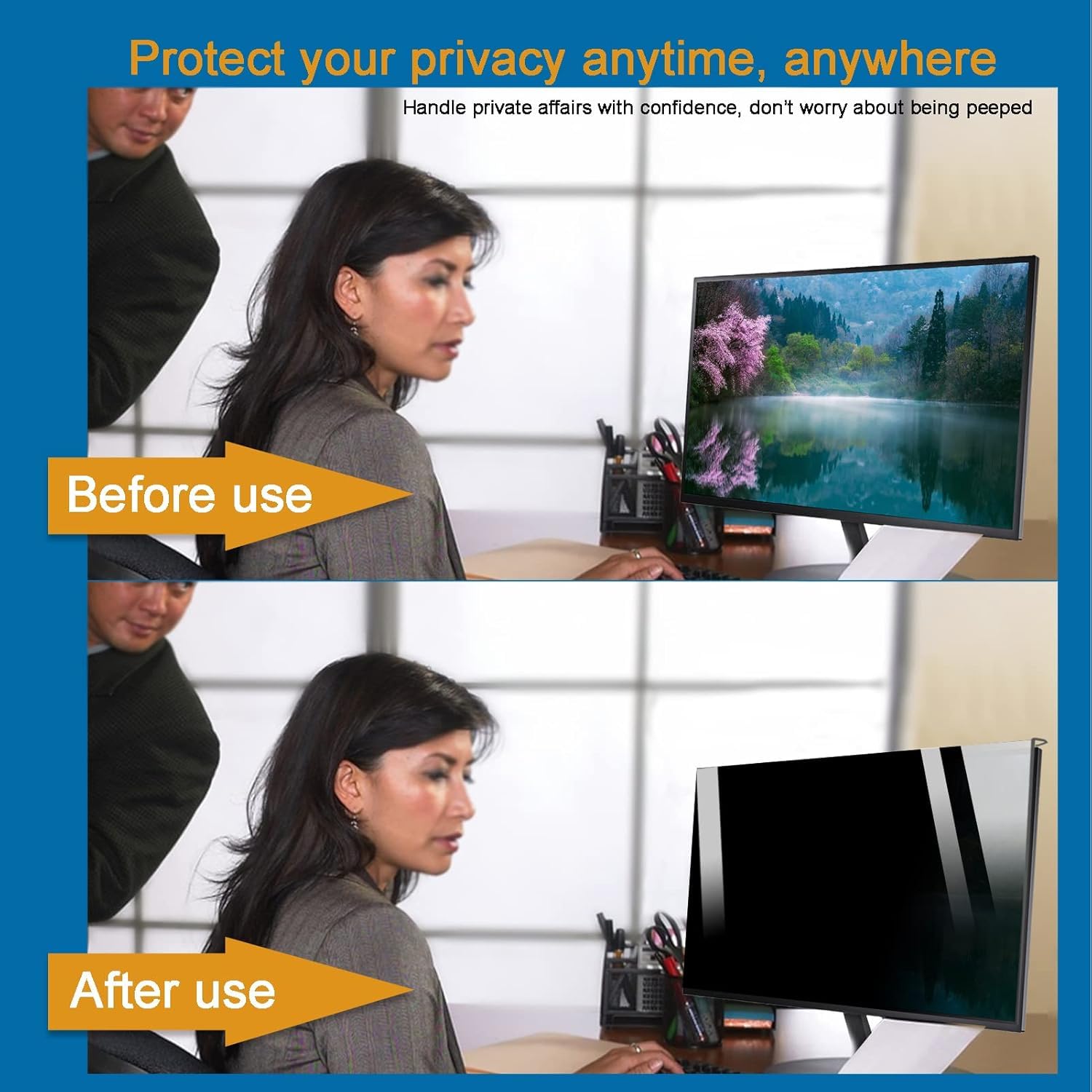 DARZYS Computer Privacy Screen Filter, Anti Scratch Computer Protective Film Monitor Frame Hanging Data Confidentiality Shield, 18-32 Inch(18/20in 458x280mm)