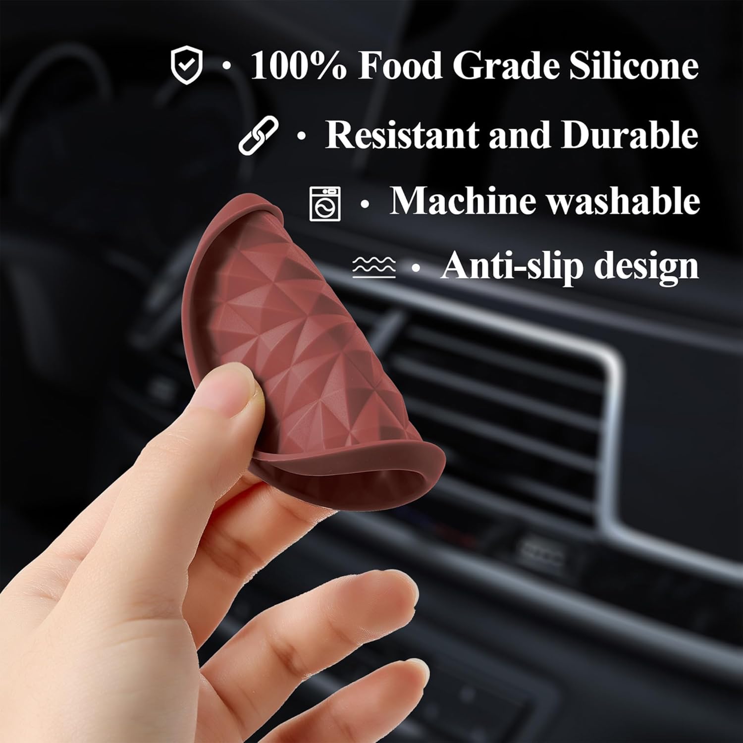Car Coasters Silicone [4 Pack] 2.75in Mats Non-Slip, Embedded Car Interior Accessories, Car Cup Holders Insert Coasters Decor，Red - Image 6