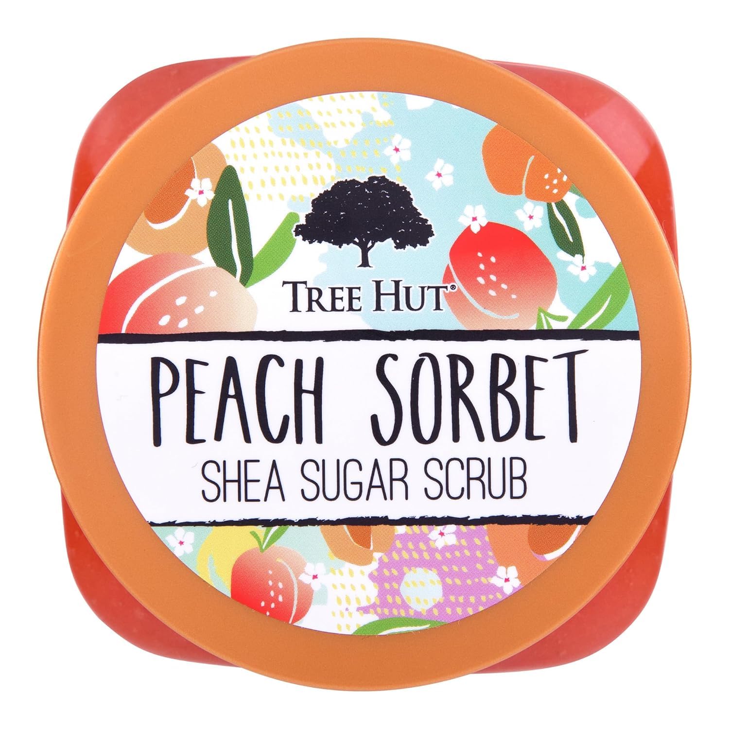 Tree Hut Peach Sorbet Shea Sugar Scrub, 18 uncji, Ultra nawilżający i złuszczający peeling do pielęgnacji niezbędnej pielęgnacji ciała