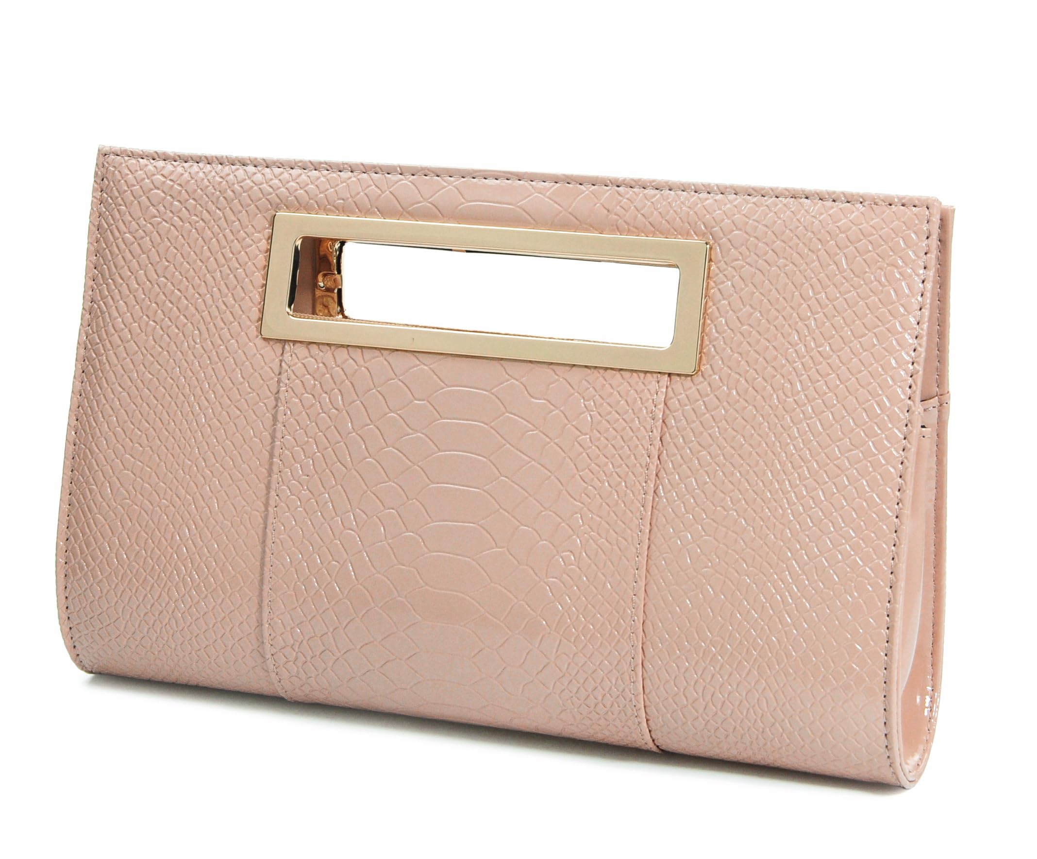 HOXIS Classic Crocodile Pattern Faux Leather Metal Grip Cut it out Clutch with Chain Shoulder Strap Womens Handbag
