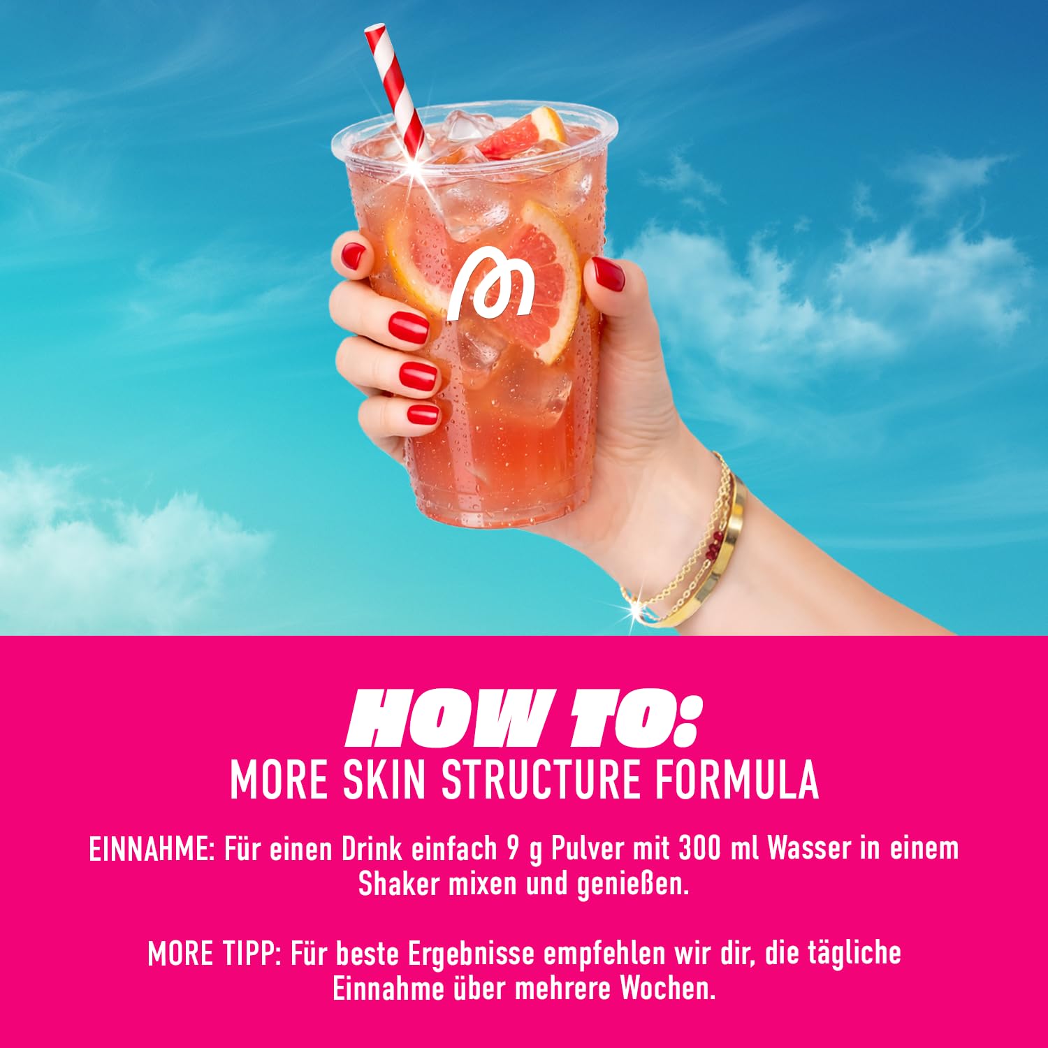 MORE Skin Structure Formula, Pink Grapefruit, 270 g, mit Kollagen & Hyaluron - made in Germany