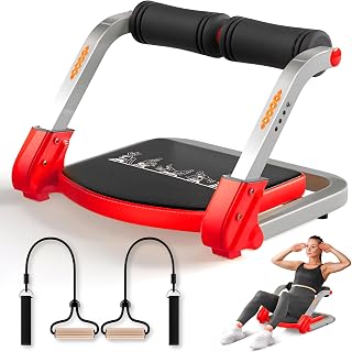 Abdominal Workout Equipment, Abdominal Training/Crunch Machine, 4 Adjustable Resistances, Sit-Up Machine for Stomach Workout, 350 lbs Weight Capacity, Rebound (RED)